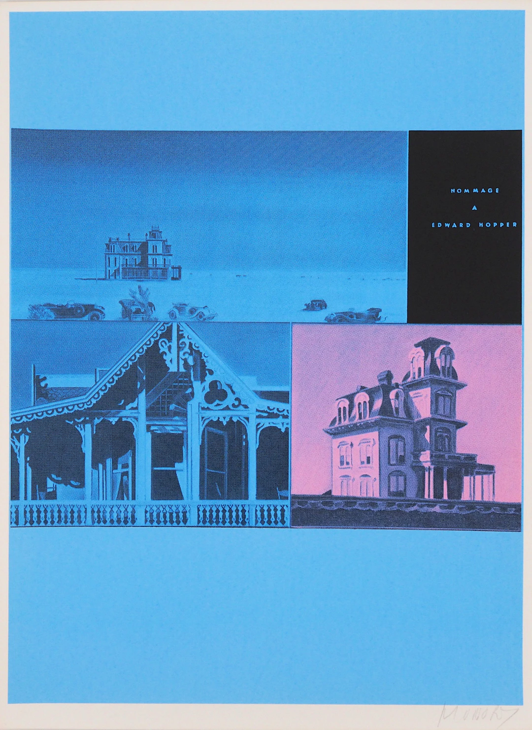 Jacques MONORY : Hommage à Edward Hopper, Sérigraphie originale signée