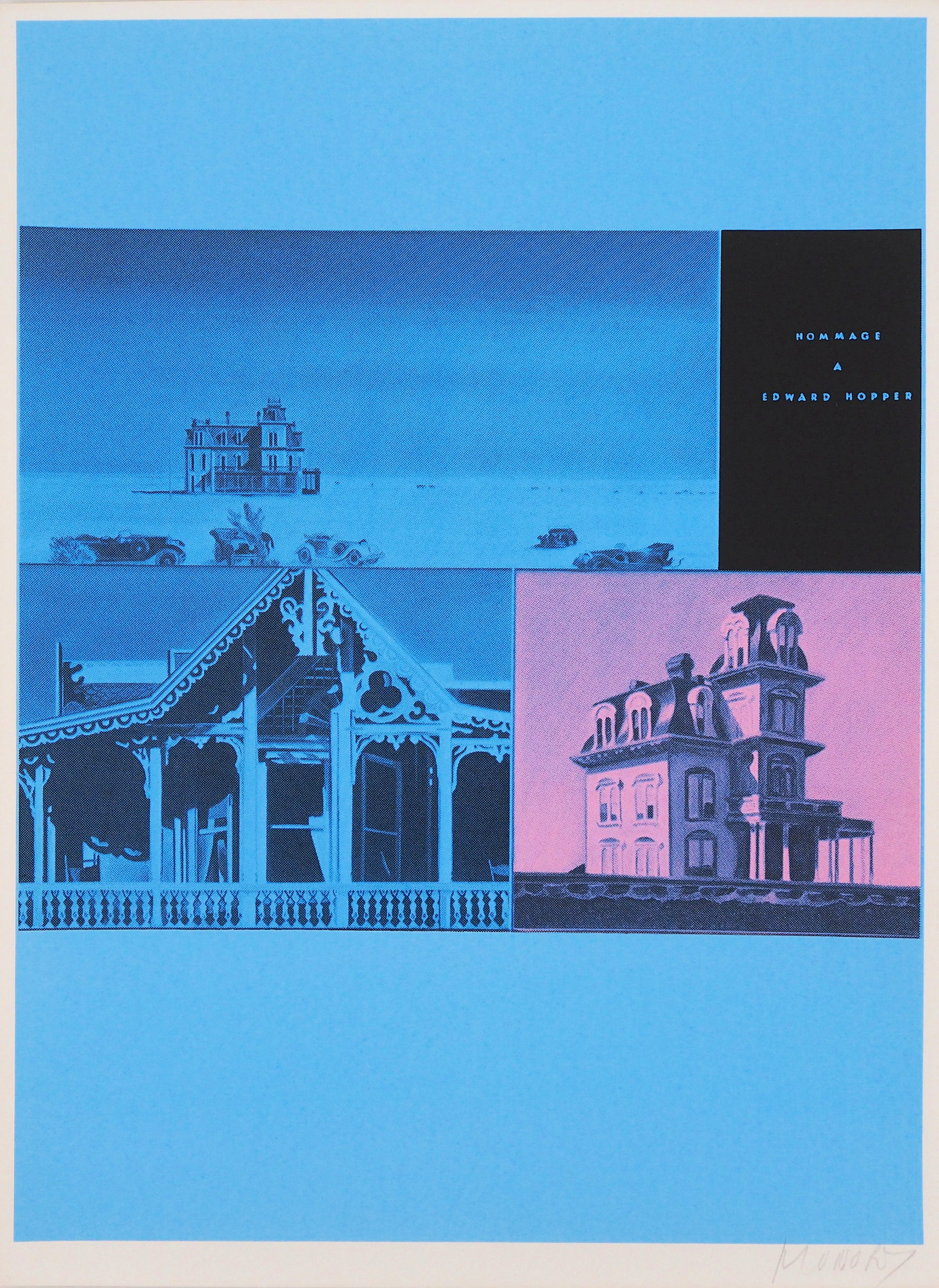 Jacques MONORY : Hommage à Edward Hopper, Sérigraphie originale signée