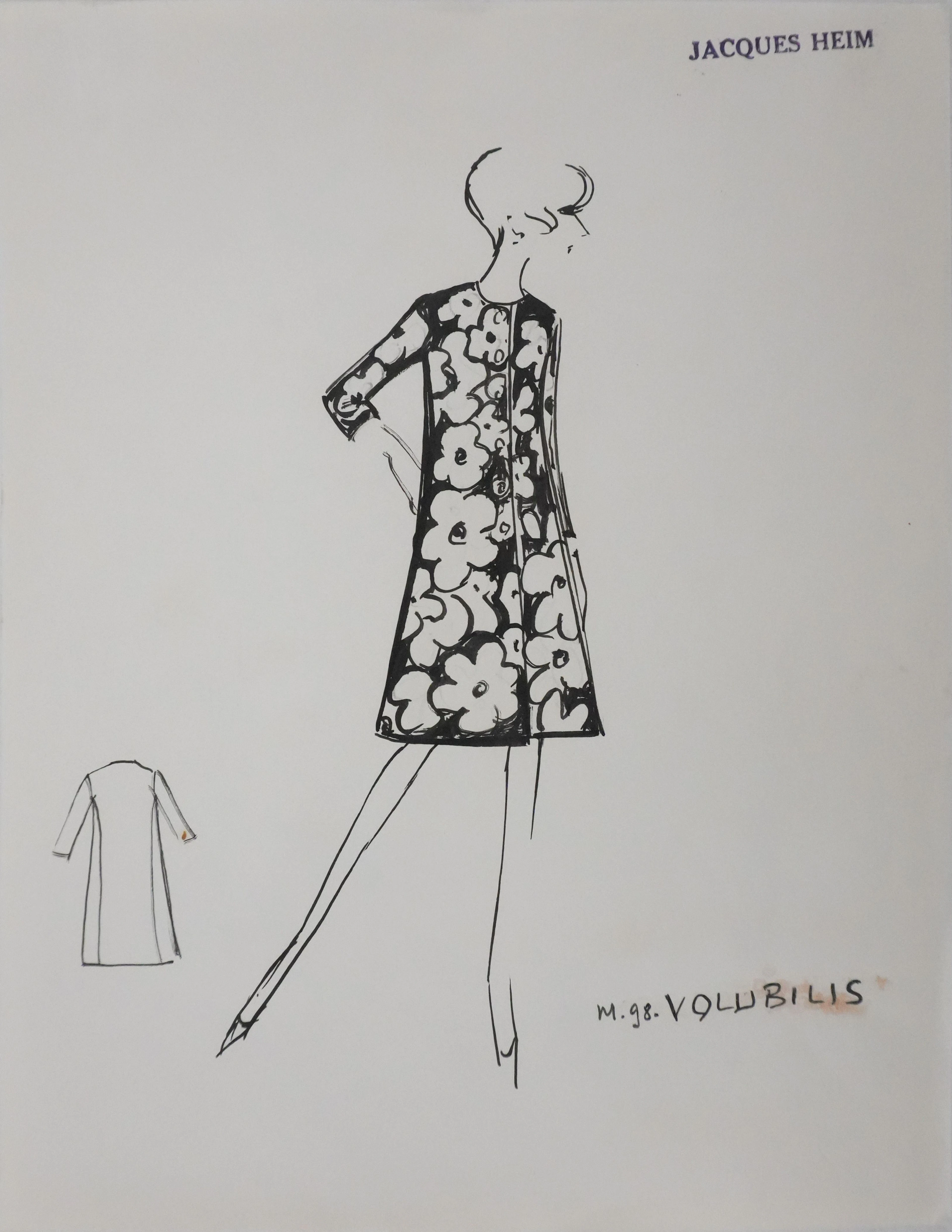 Jacques HEIM : Robe Volubilis, Dessin original signé