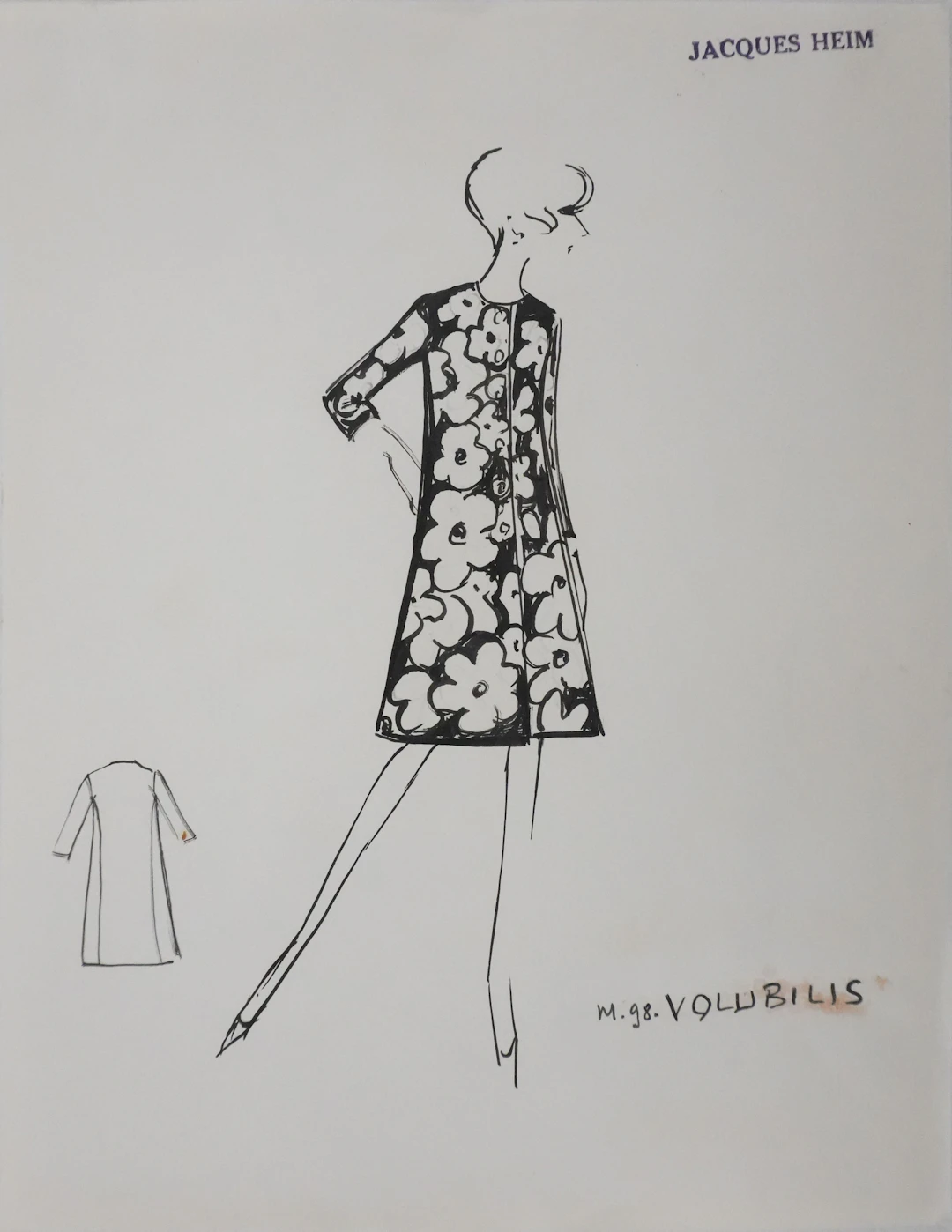 Jacques HEIM : Robe Volubilis, Dessin original signé