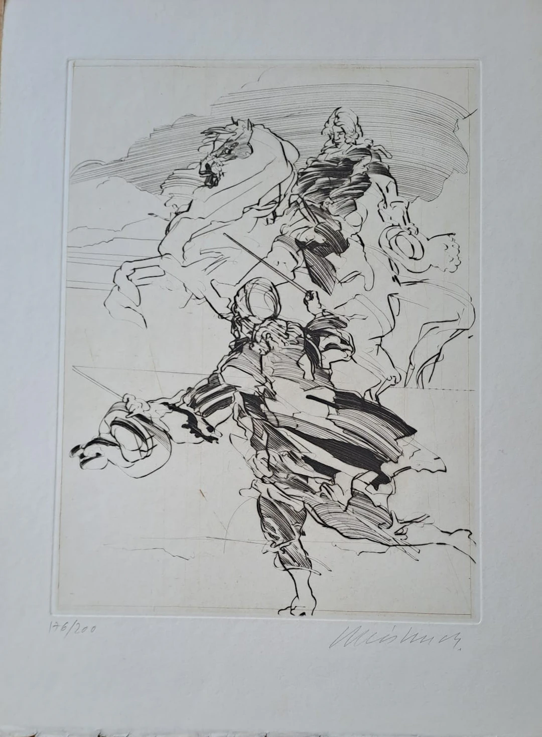 Claude Weisbuch - Le cavalier - Gravure, signée et numérotée