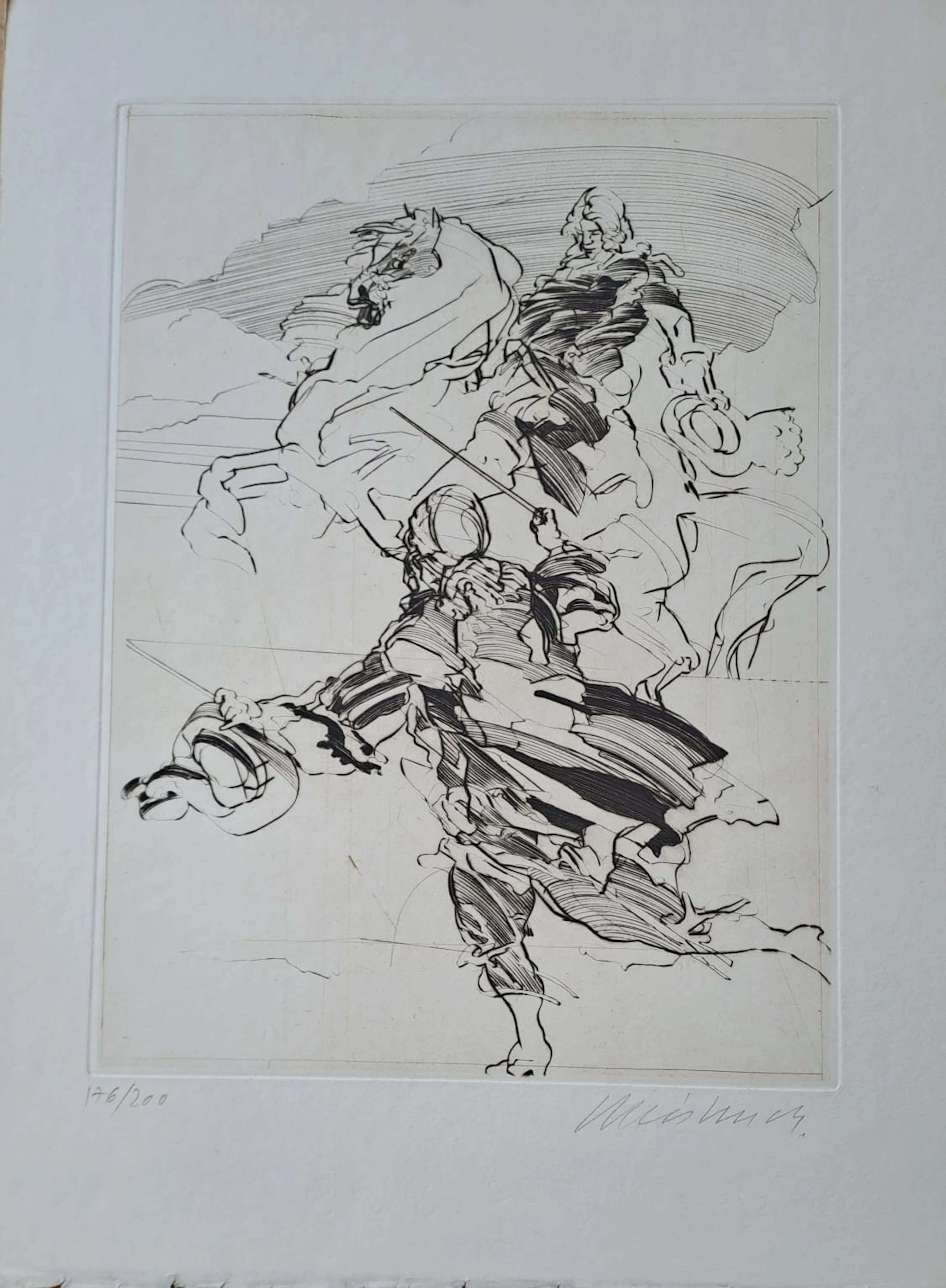 Claude Weisbuch - Le cavalier - Gravure, signée et numérotée