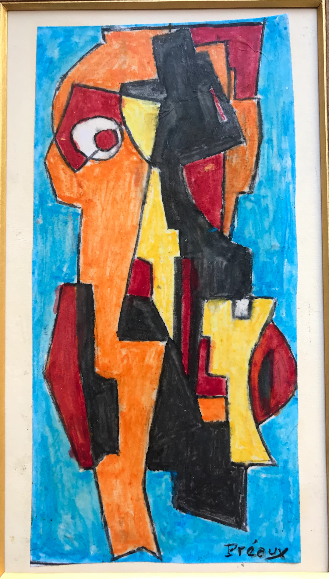 Raymond PRÉAUX dit l’AGENT. - Totem - Gouache vernie signée.