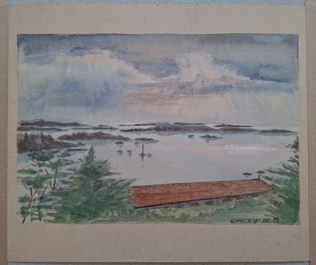 Maurice CHATAIGNIER - Chausey, Aquarelle déposée sur un carton