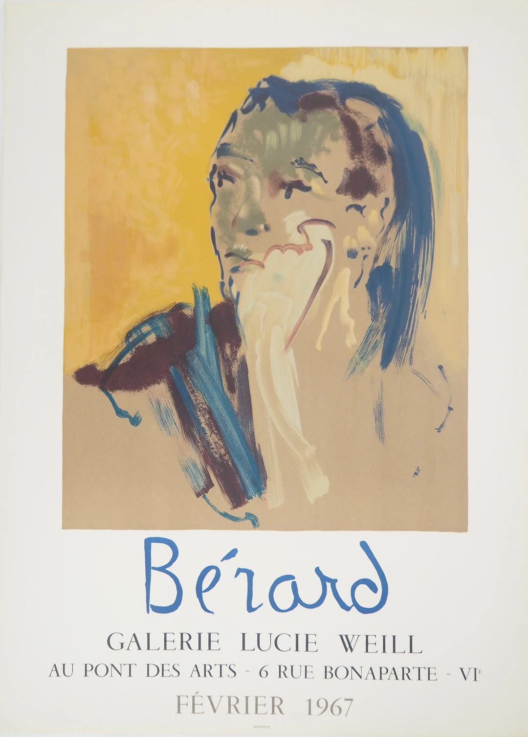 Christian BERARD : Jeune fille pensive, Affiche en lithographie