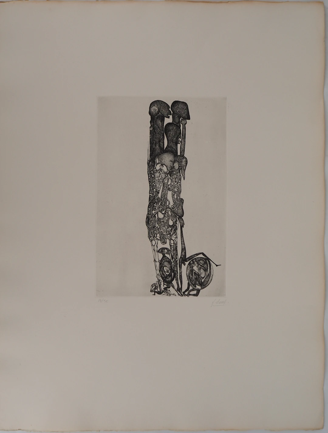 Fred DEUX : Parade Interne, Gravure originale signée