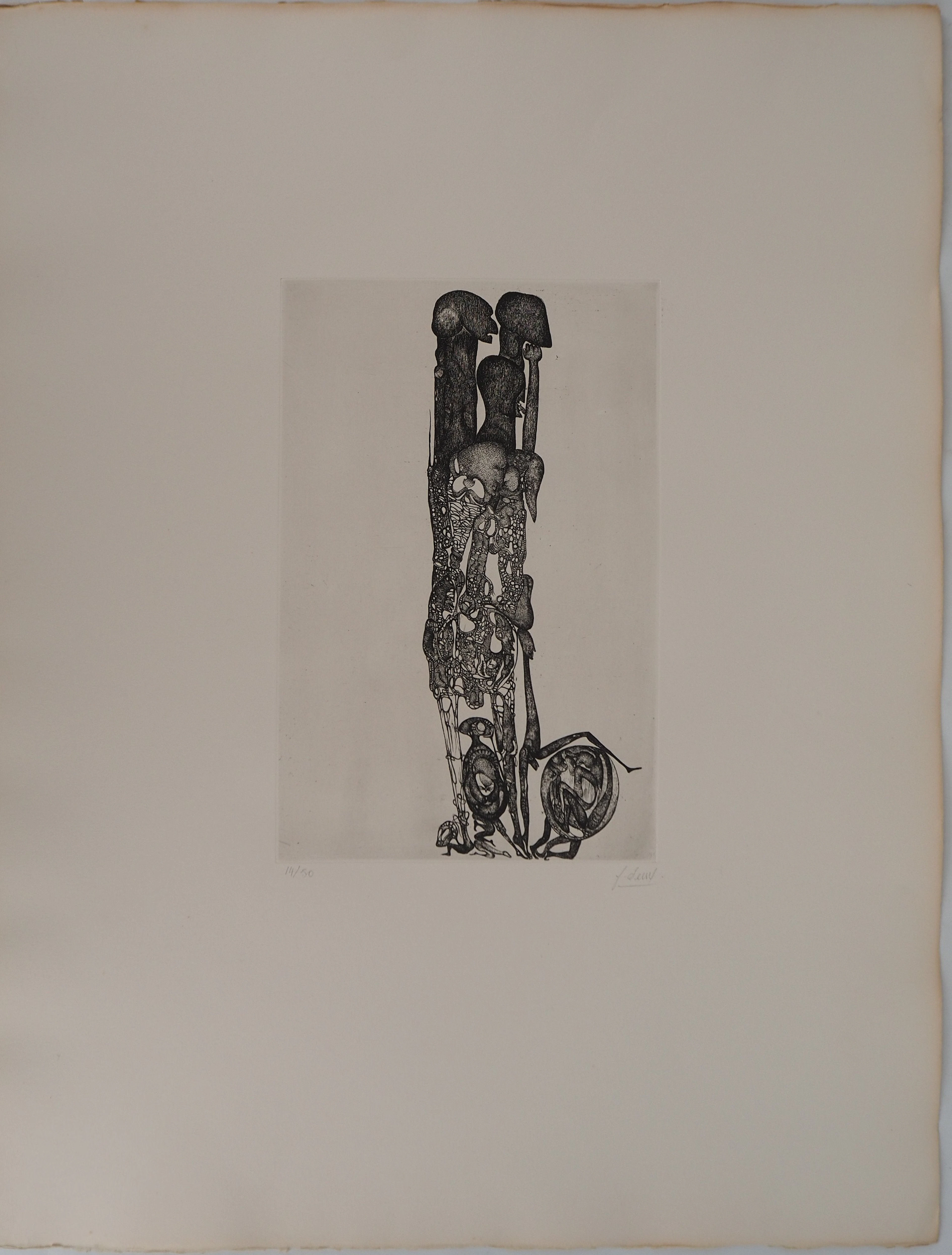 Fred DEUX : Parade Interne, Gravure originale signée