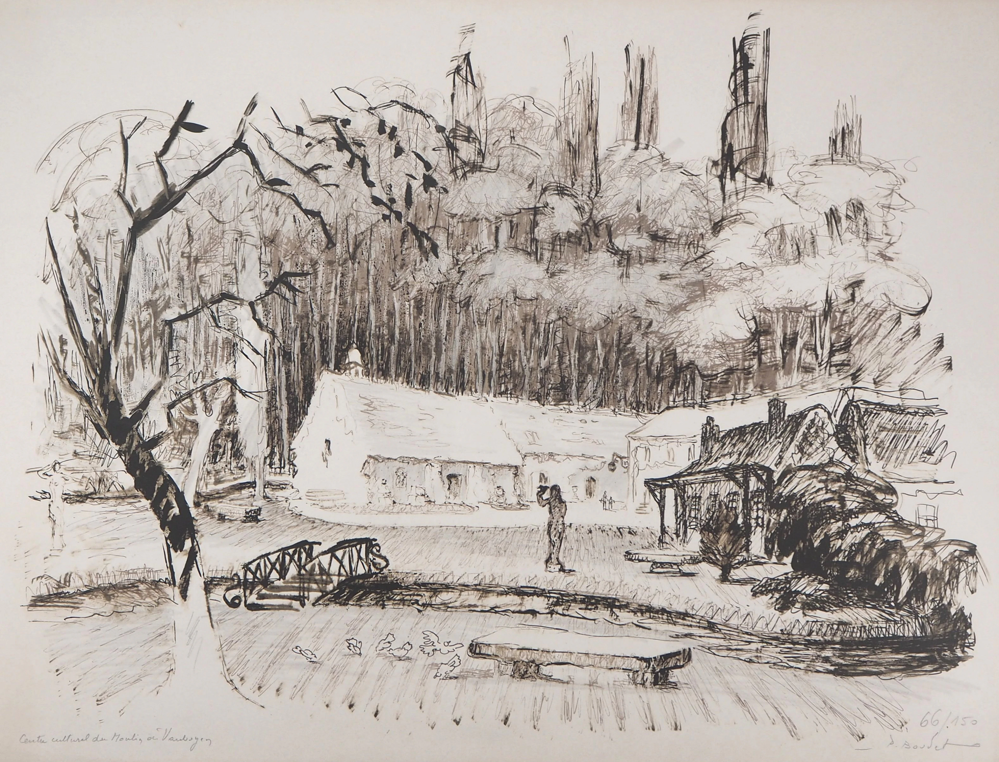 Pierre BOUDET : Le moulin de Vauboyen - Lithographie originale signée
