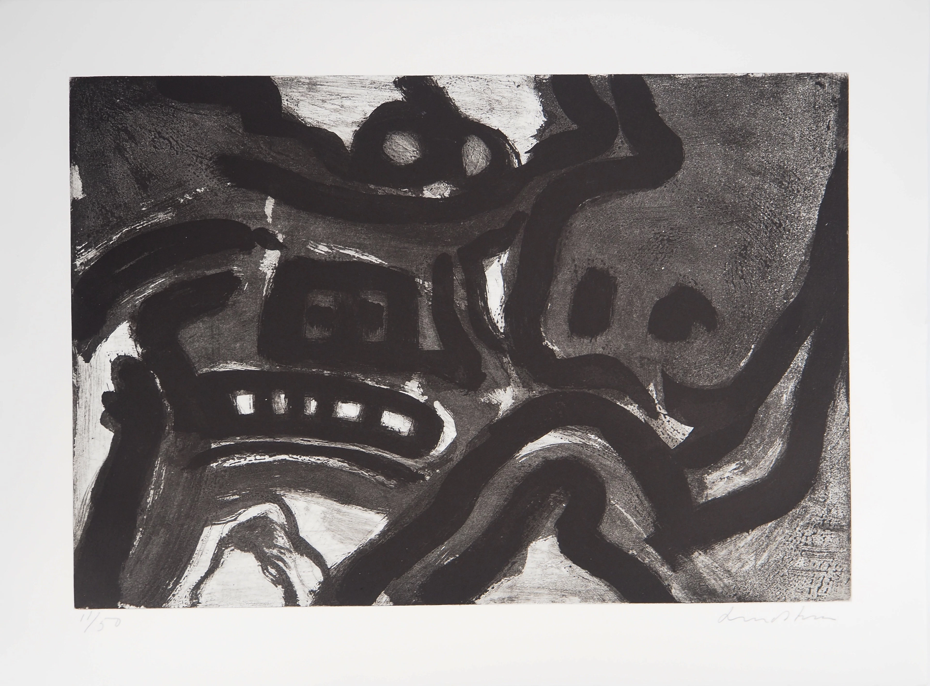 Bengt LINDSTROM : Symboles abstraits, Gravure originale signée