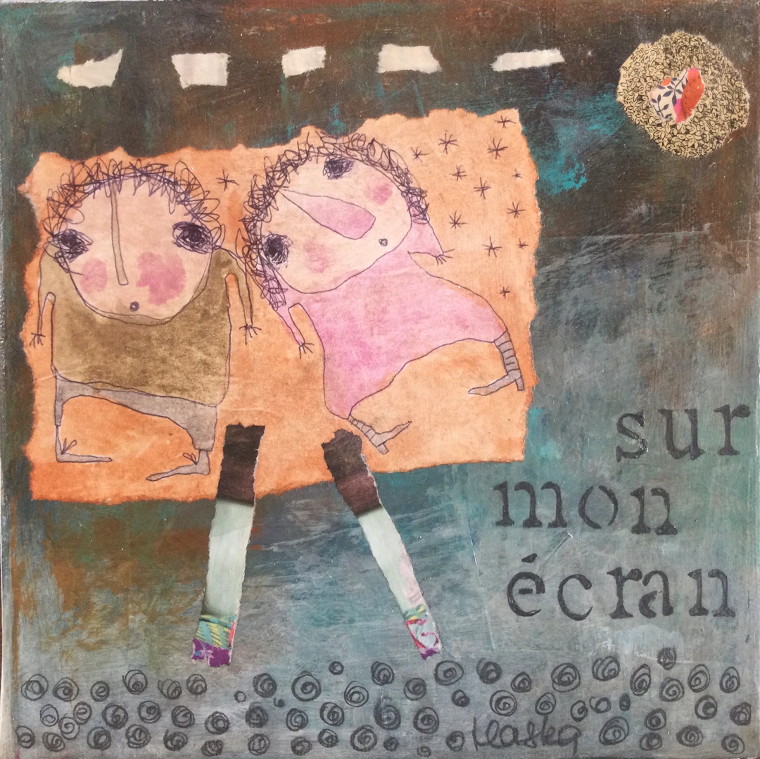 Lae HASKA - Sur mon écran, vers 2000 - Technique sur toile signée