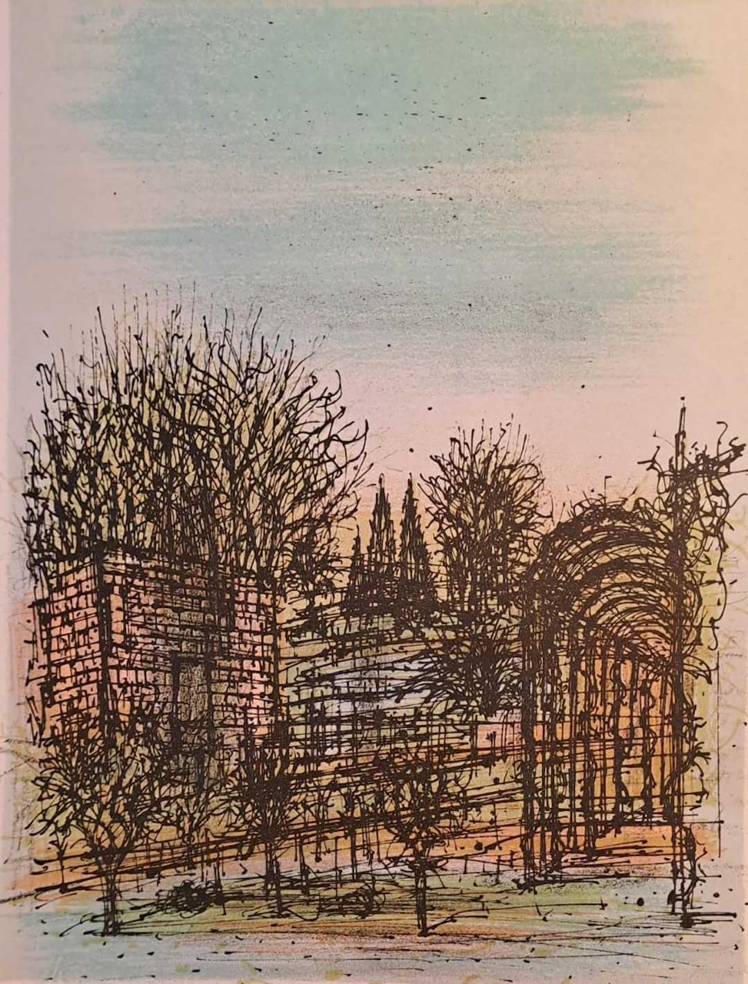 Jean Carzou - Jardin d’hiver - Lithographie originale