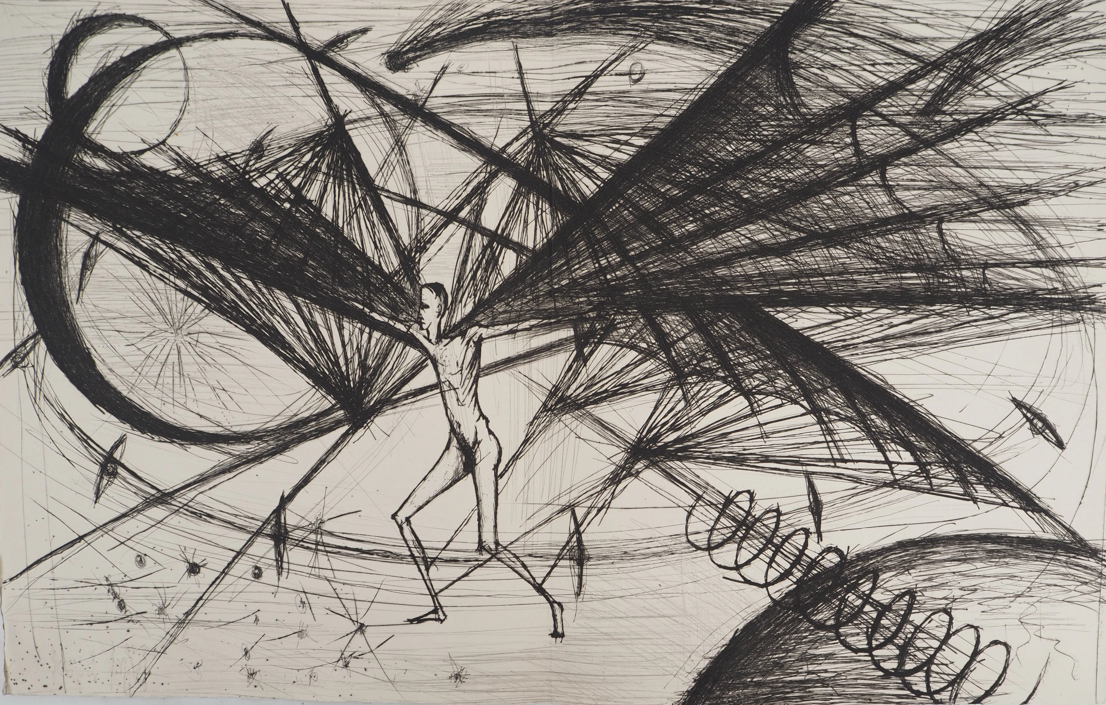 Bernard BUFFET : La machine pour aller dans la Lune, Gravure originale
