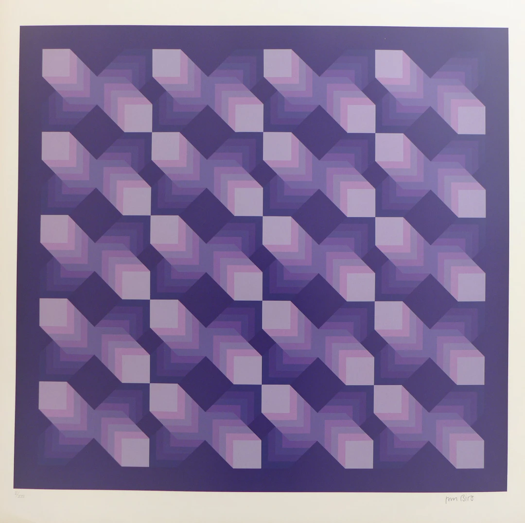 Jim BIRD - Tribute to Vasarely 17, 1972 - Photolithographie sur papier