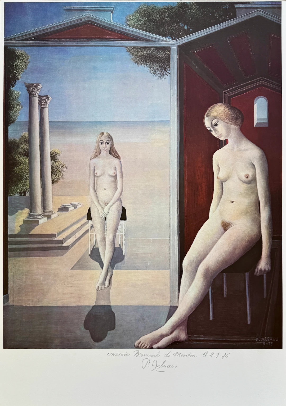 Paul DELVAUX - Au bord de la mer, 1976 - Lithographie signée au crayon