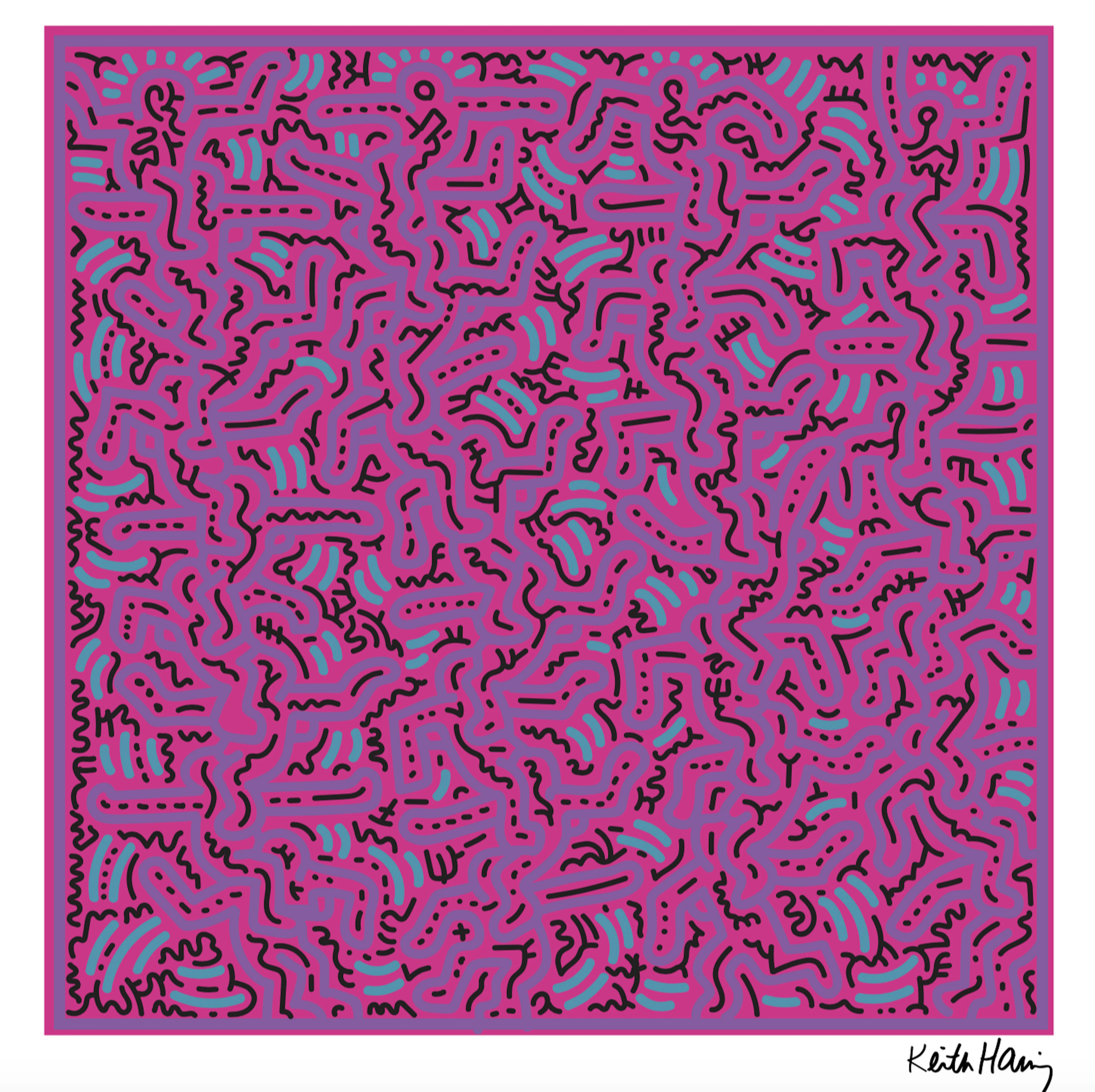 Keith HARING (d’après) - Dancing people Purple - Sérigraphie
