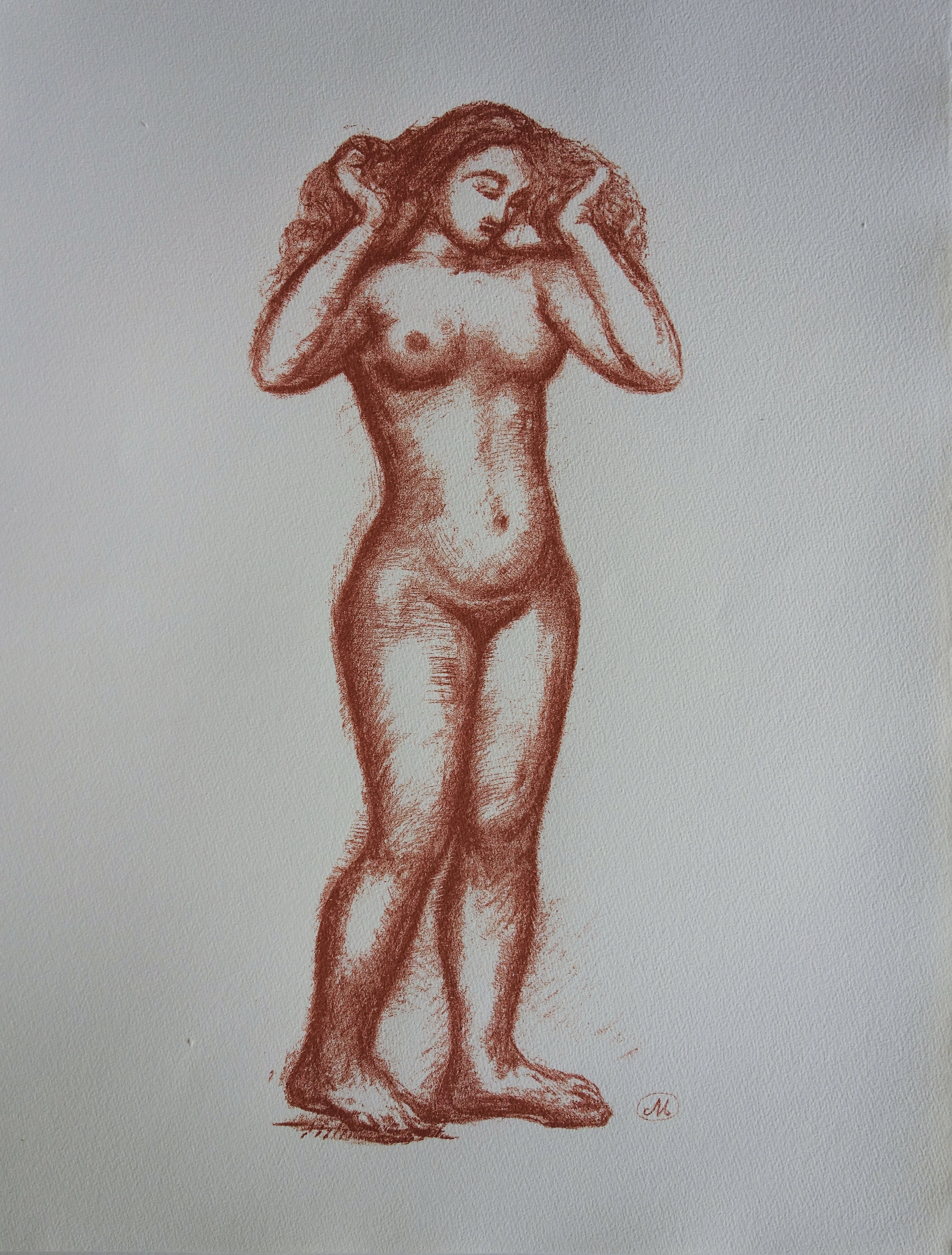 Aristide MAILLOL (d’après) - Modèle attachant ses cheveux - Lithographie