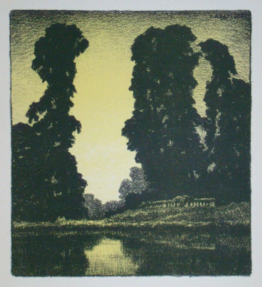 Pierre Abattucci - Coin de parc, 1931 - Lithographie originale signée