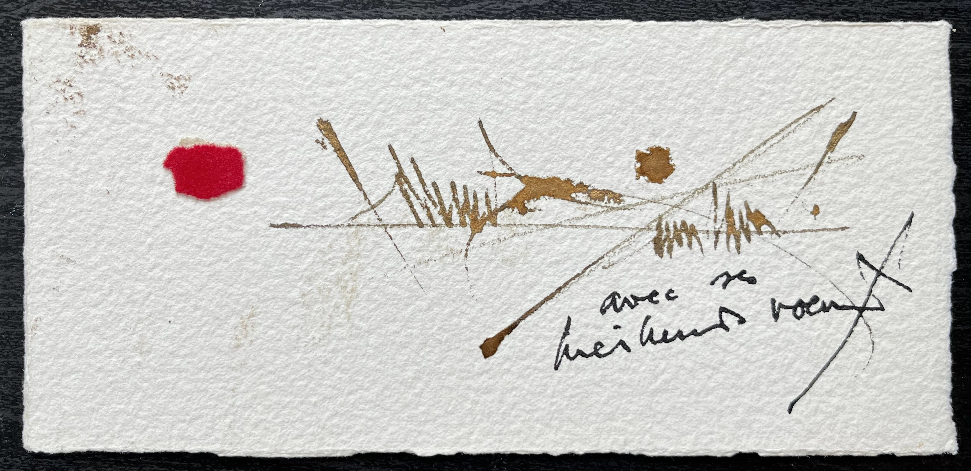 Georges MATHIEU - Carte de voeux - Dessin original