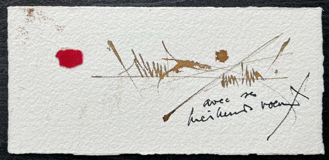 Georges MATHIEU - Carte de voeux - Dessin original