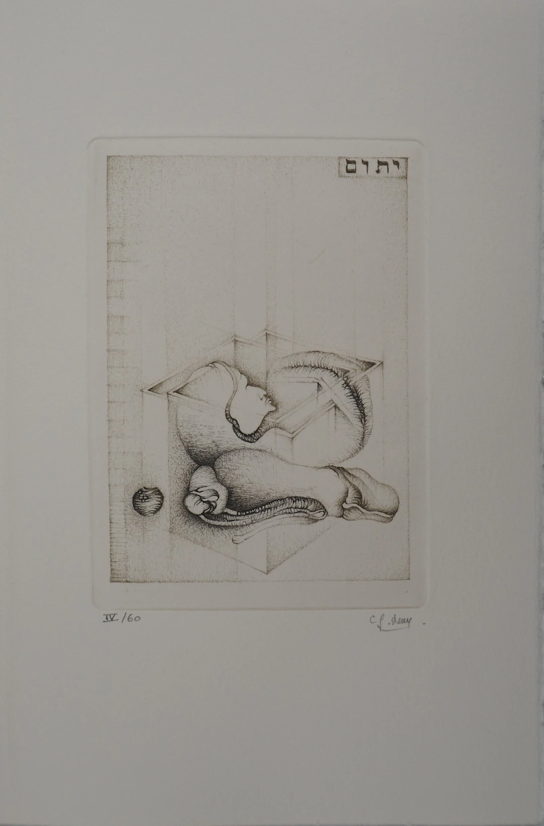 Fred DEUX : Orphelin, Gravure originale signée