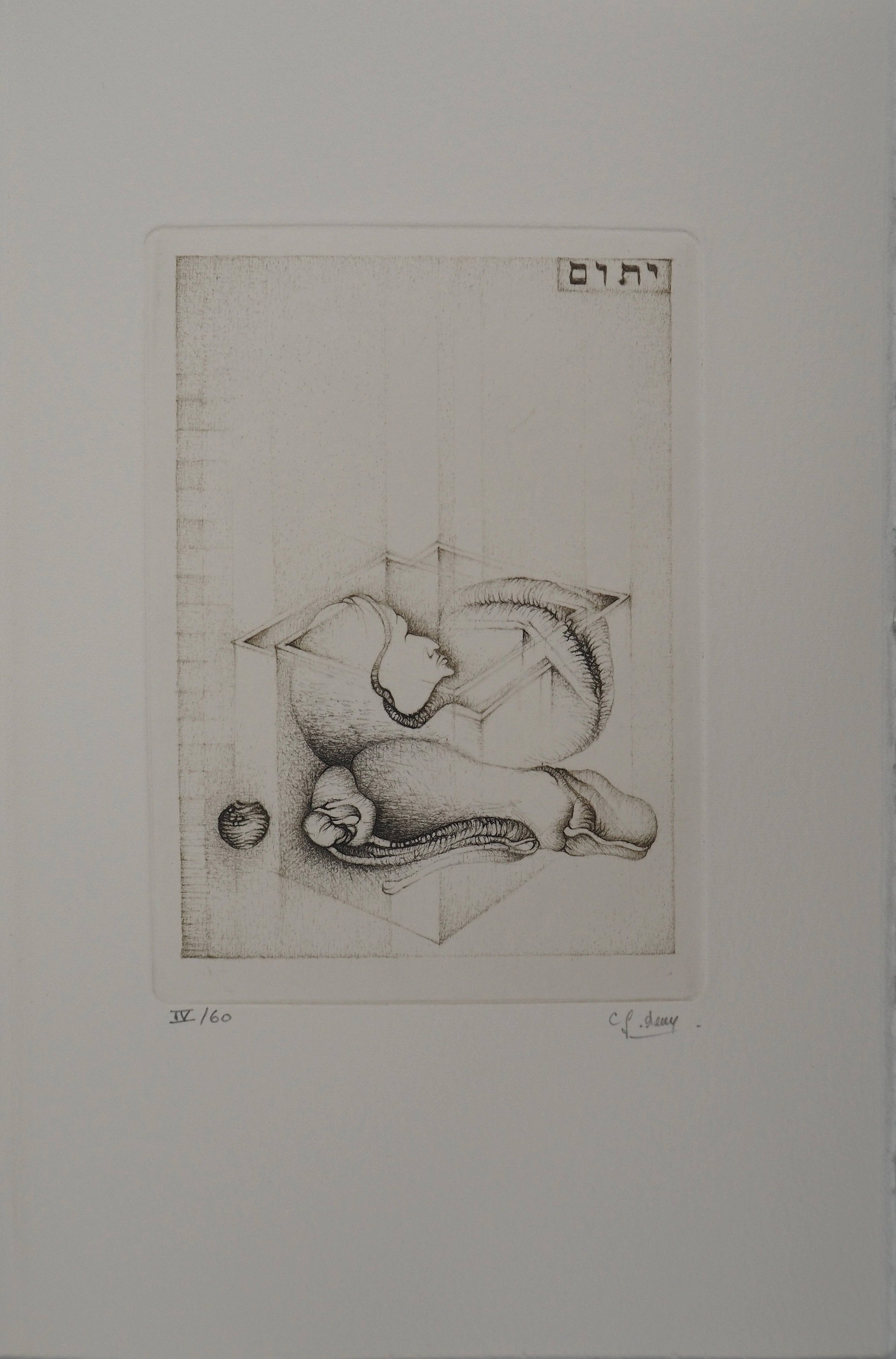 Fred DEUX : Orphelin, Gravure originale signée