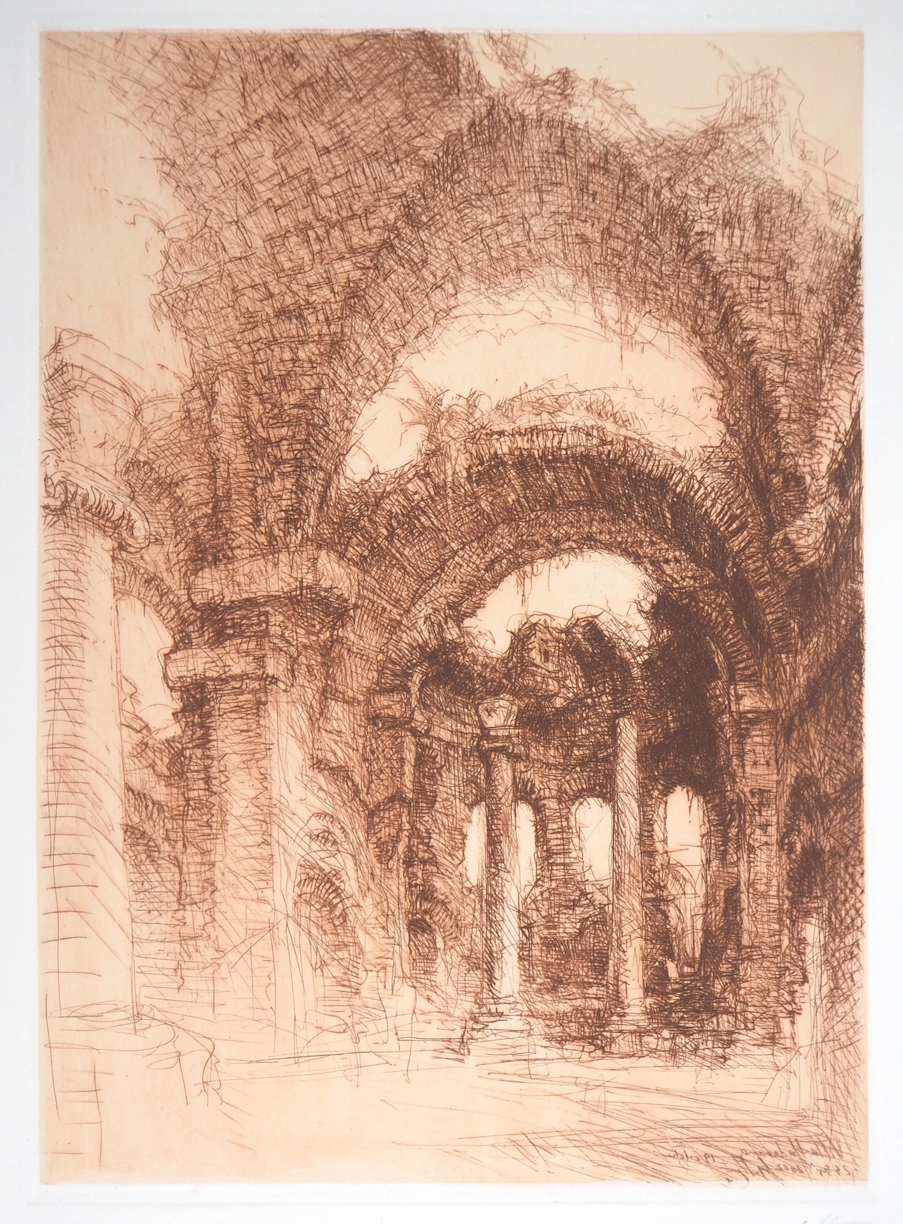Jean Michel MATHIEUX-MARIE: Villa d’Hadrien - Gravure originale signée