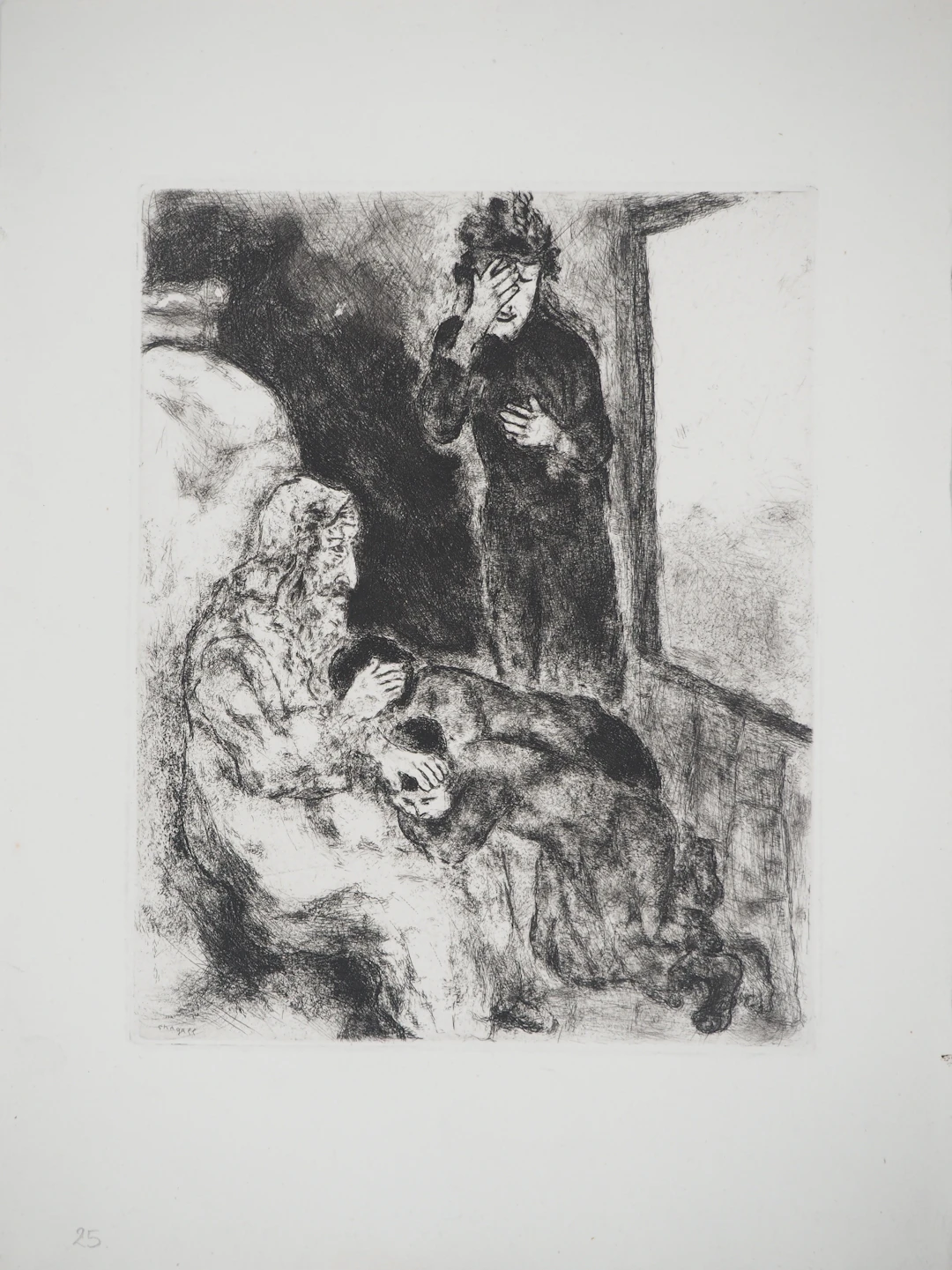 Marc CHAGALL : Bénédiction d'Ephraïm et Manassé, Gravure originale signée
