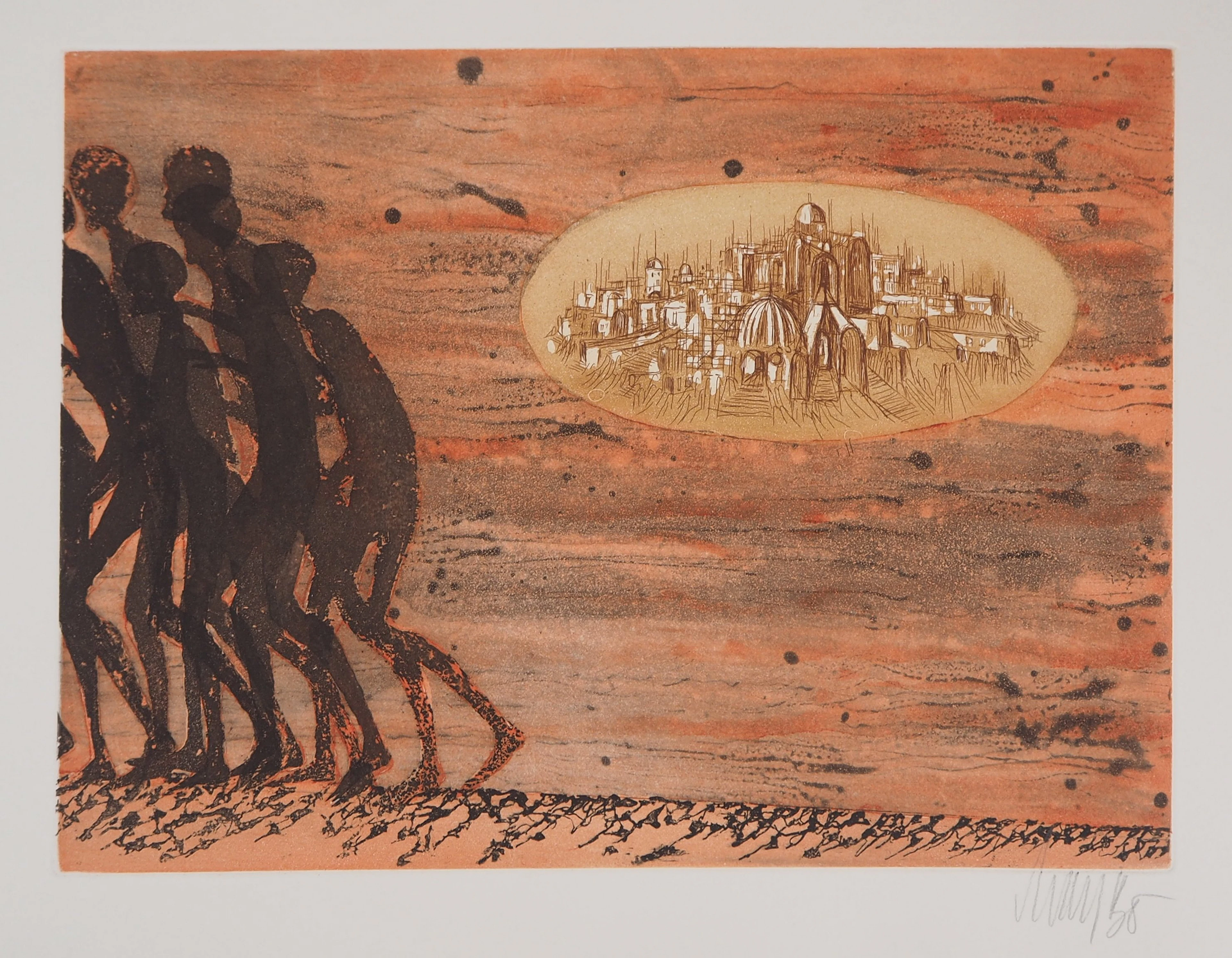 Lars BO : Village abandonné, 1975 - Gravure originale signée au crayon
