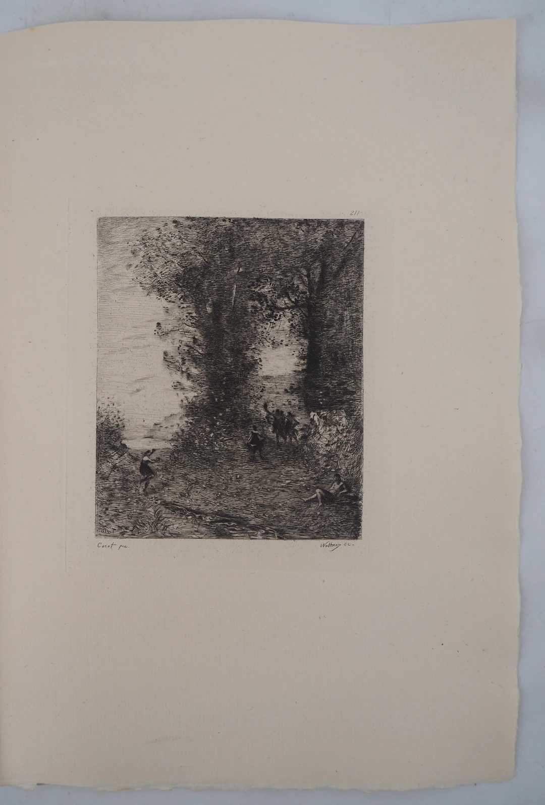 JB Camille COROT (d’après), Promenade bucolique - Gravure, Signée