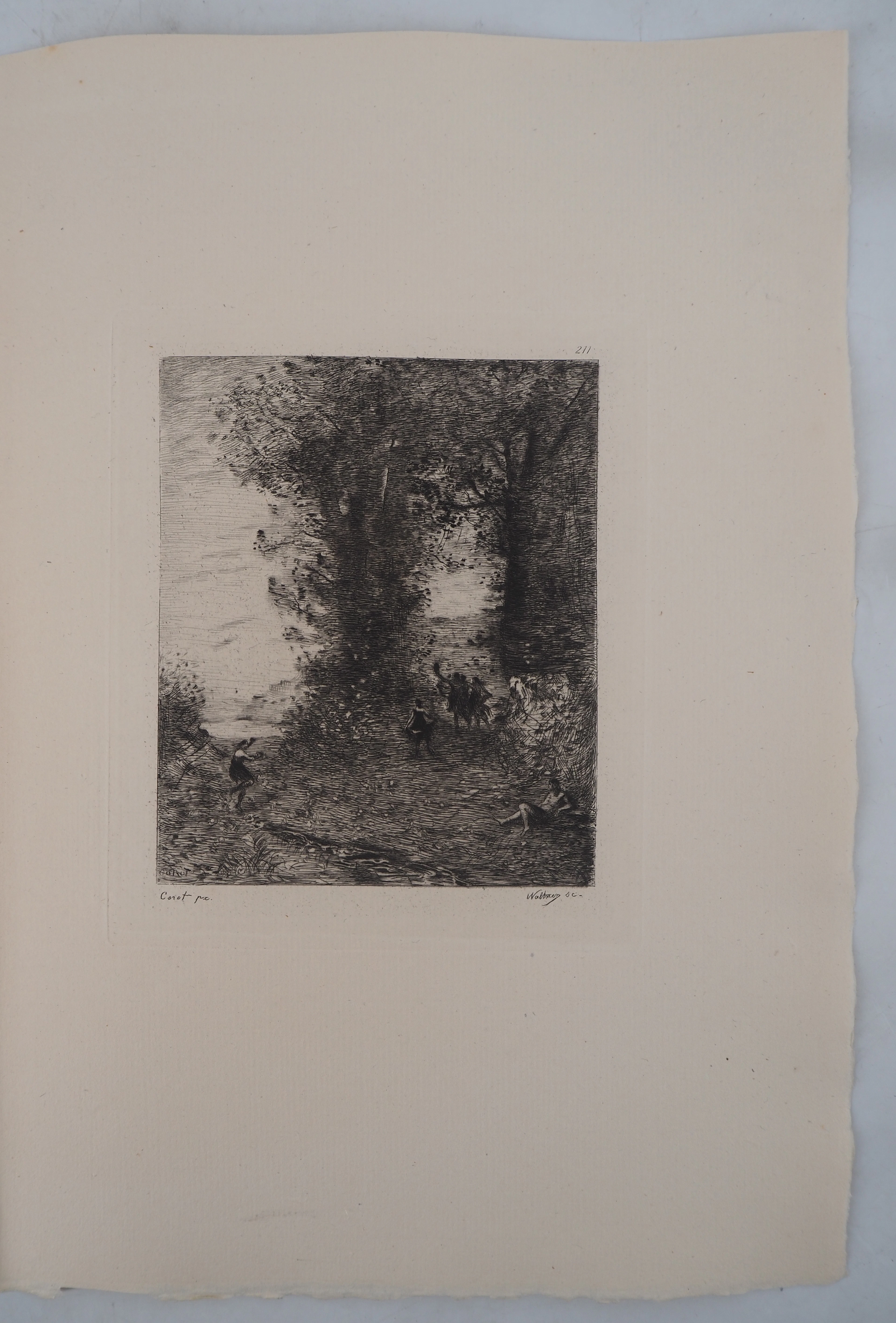 JB Camille COROT (d’après), Promenade bucolique - Gravure, Signée
