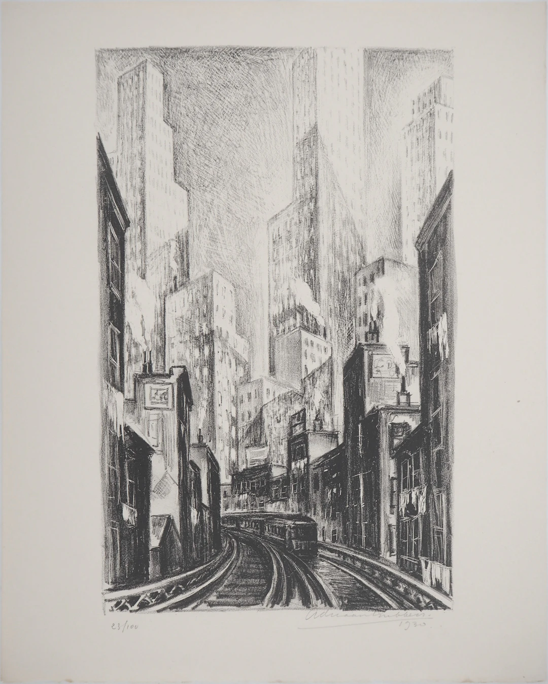 Adriaan Lubbers - New York City, Chatham Square, 1930 - Lithographie