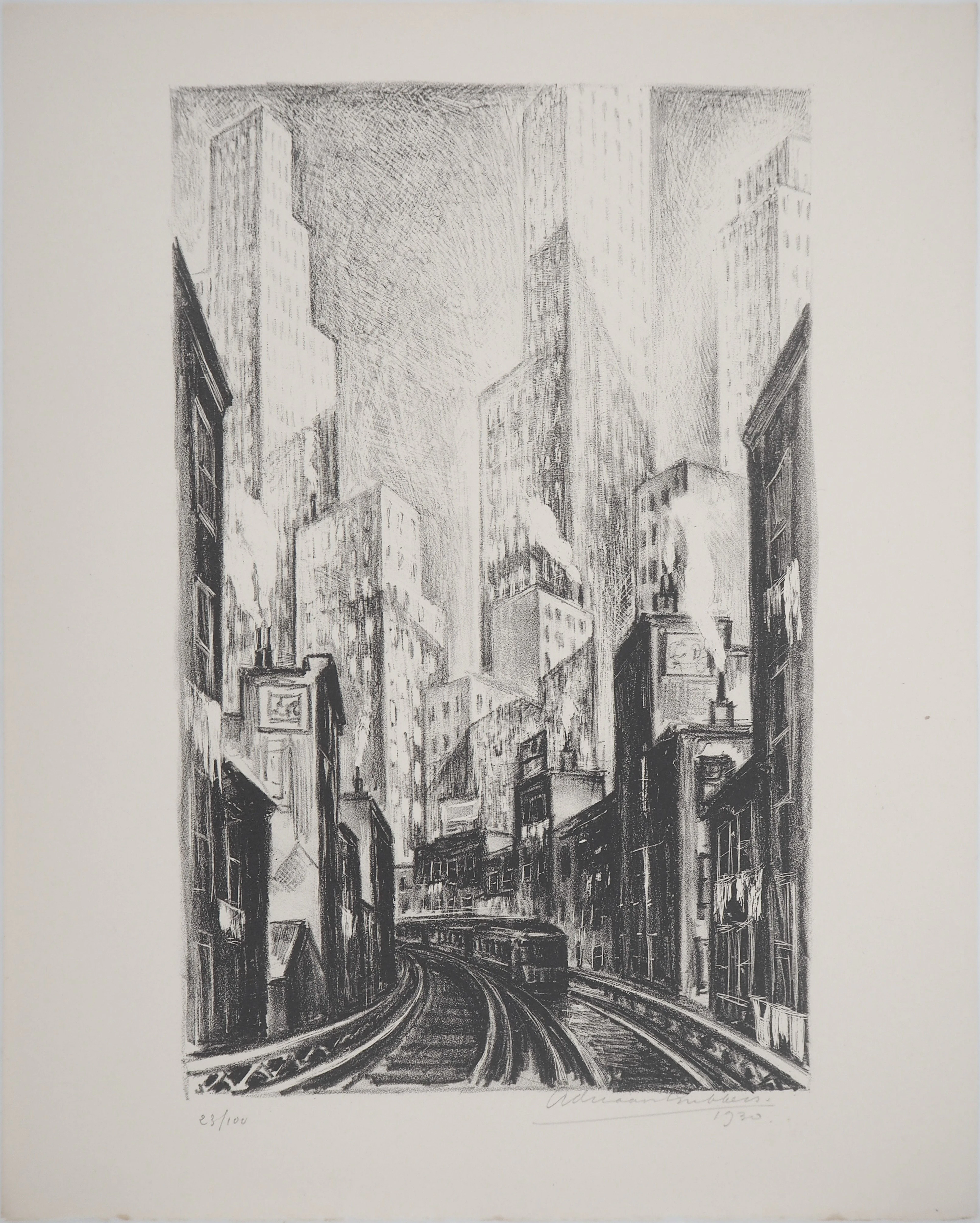 Adriaan Lubbers - New York City, Chatham Square, 1930 - Lithographie