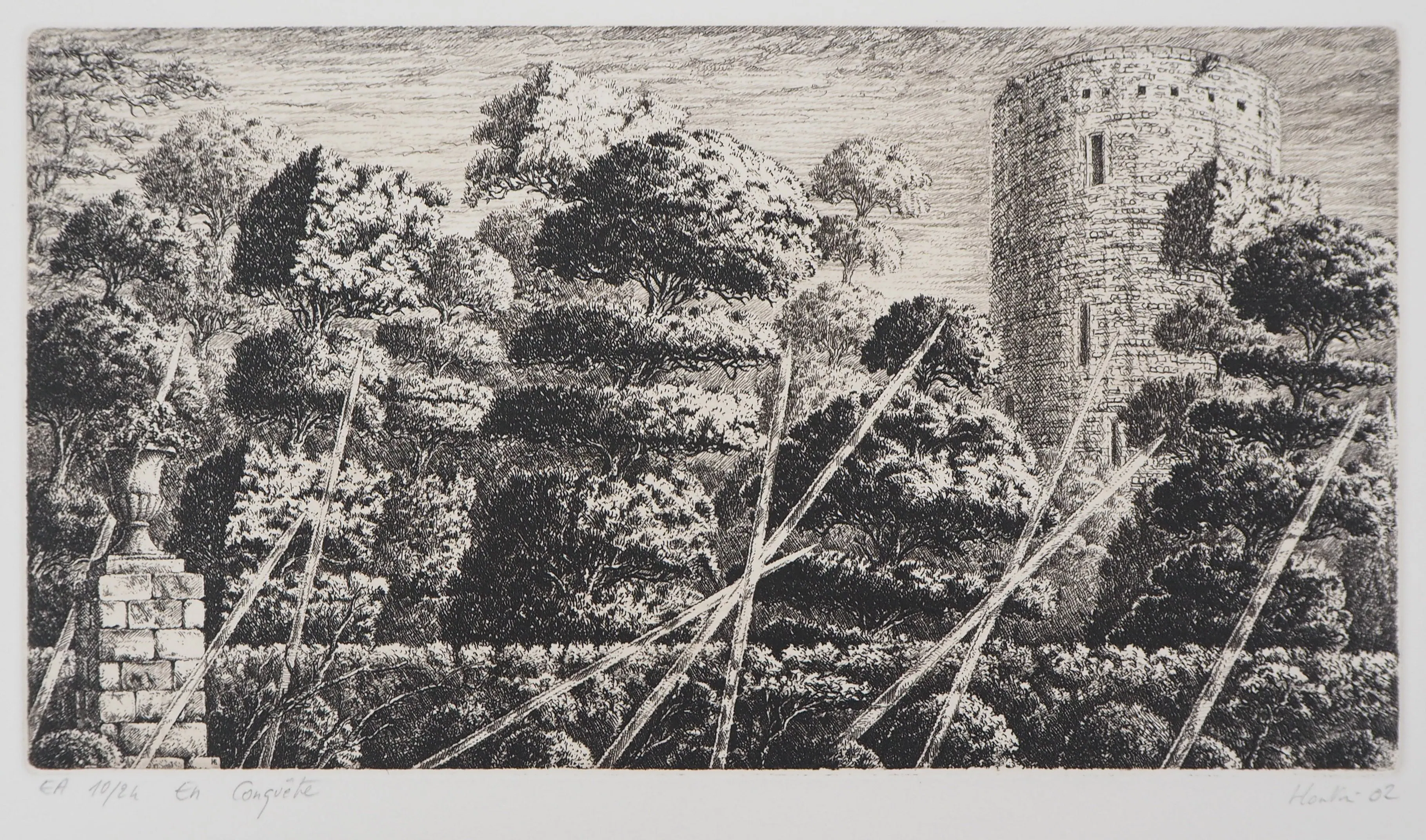 François HOUTIN : Les vases - Gravure Originale Signée