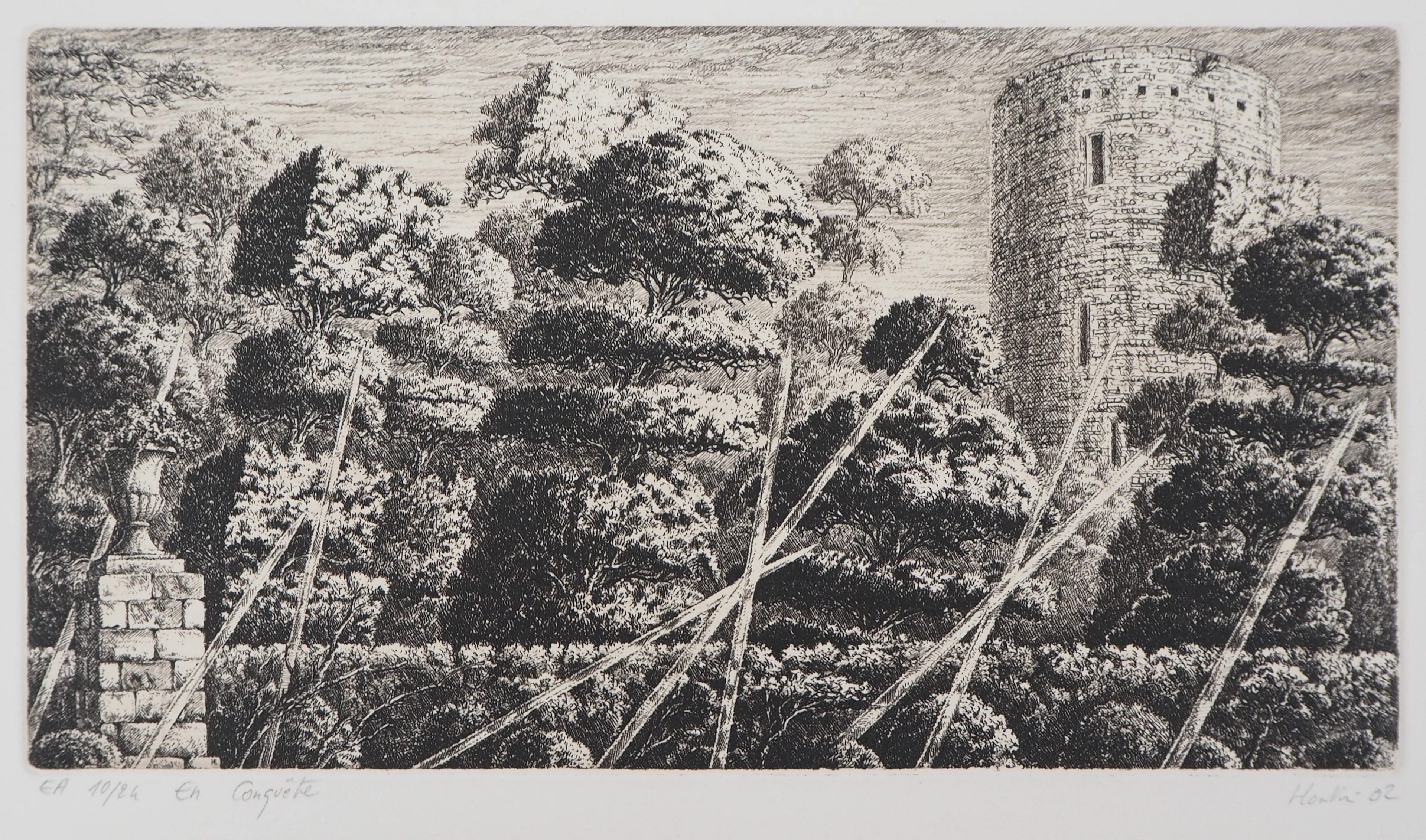 François HOUTIN : Les vases - Gravure Originale Signée