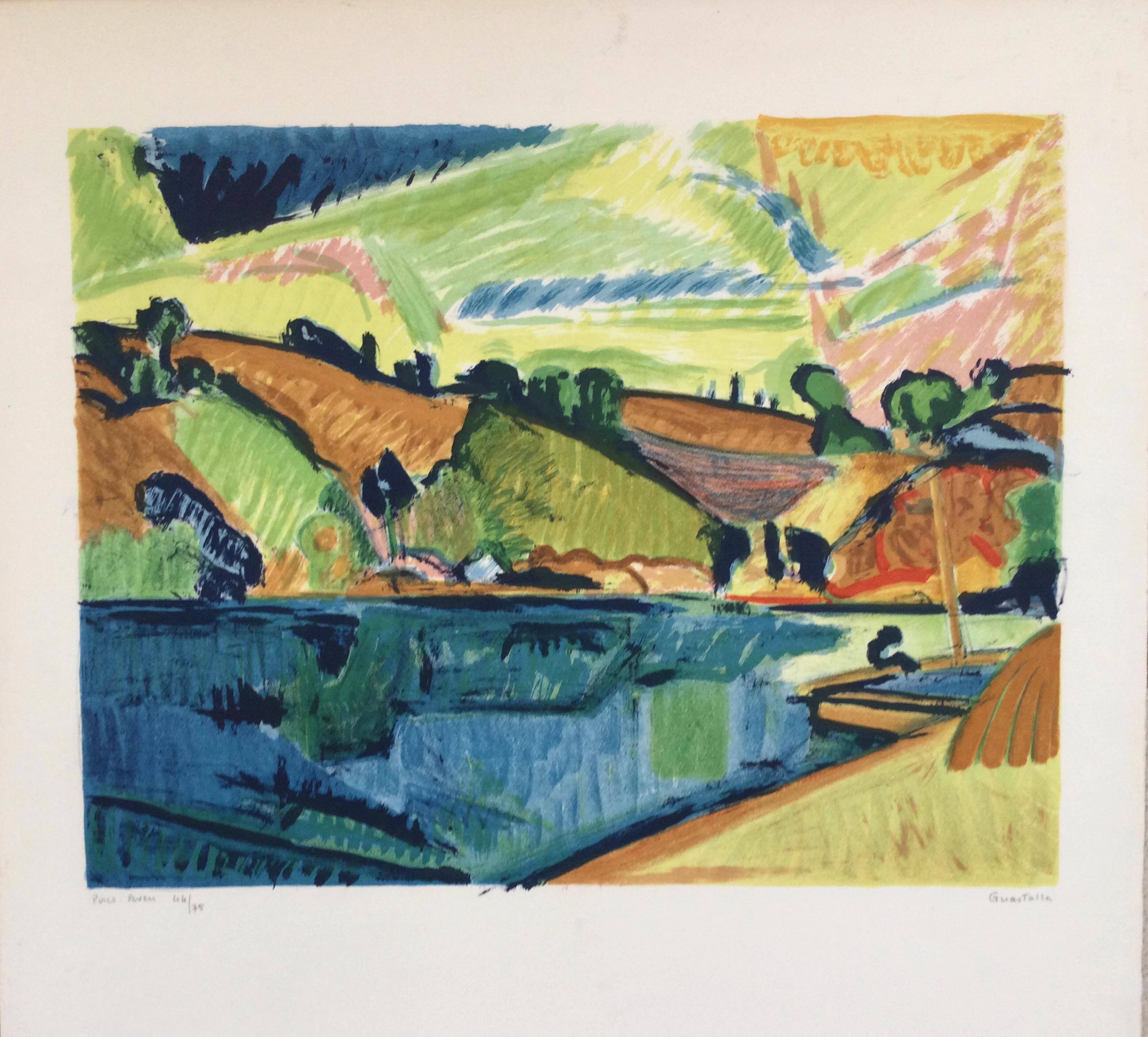 Pierre GUASTALLA - Pont-Aven, vers 1950 - Lithographie originale signée