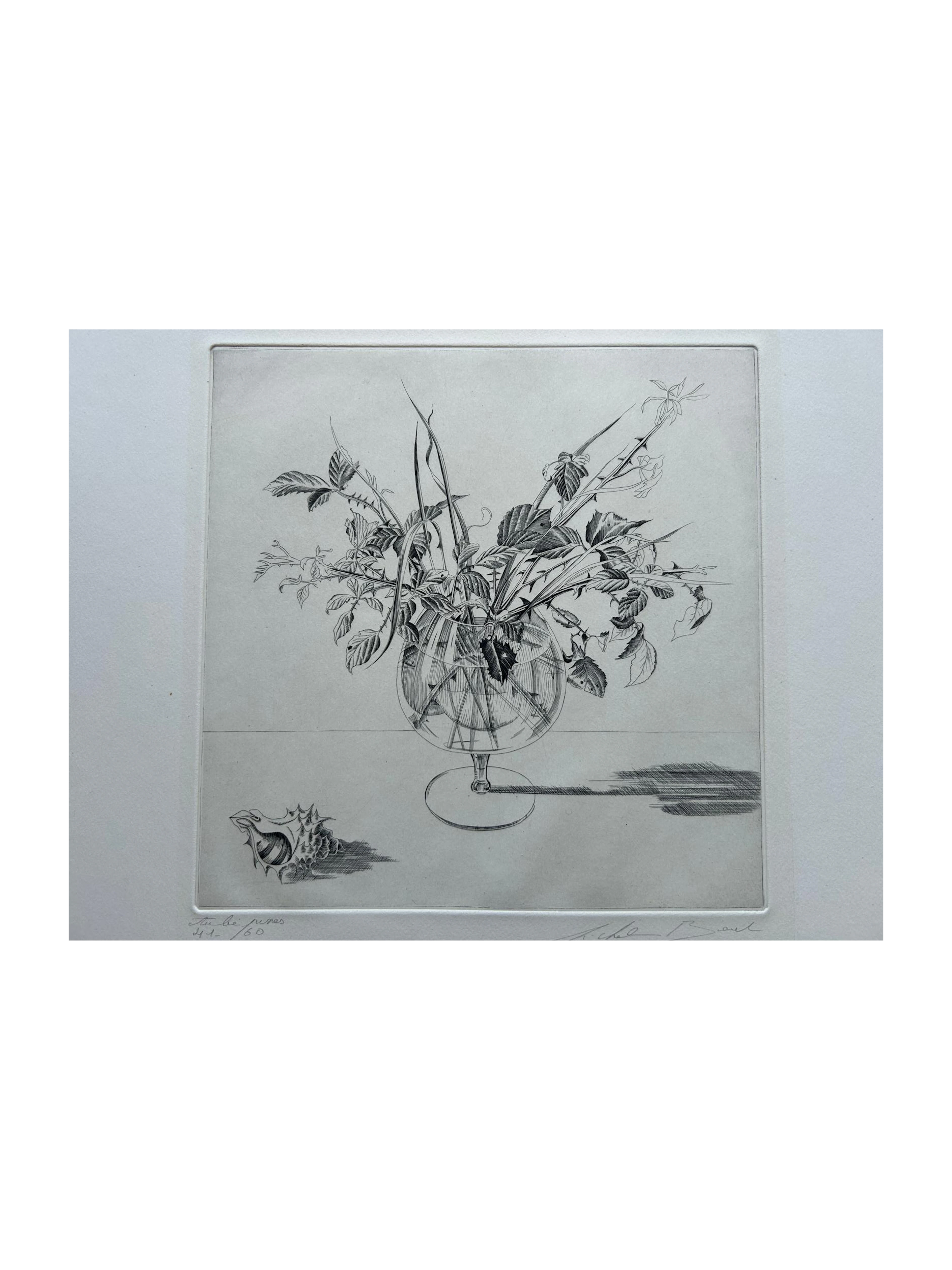 Michel Beret - Aubépines - Gravure originale signée et titrée