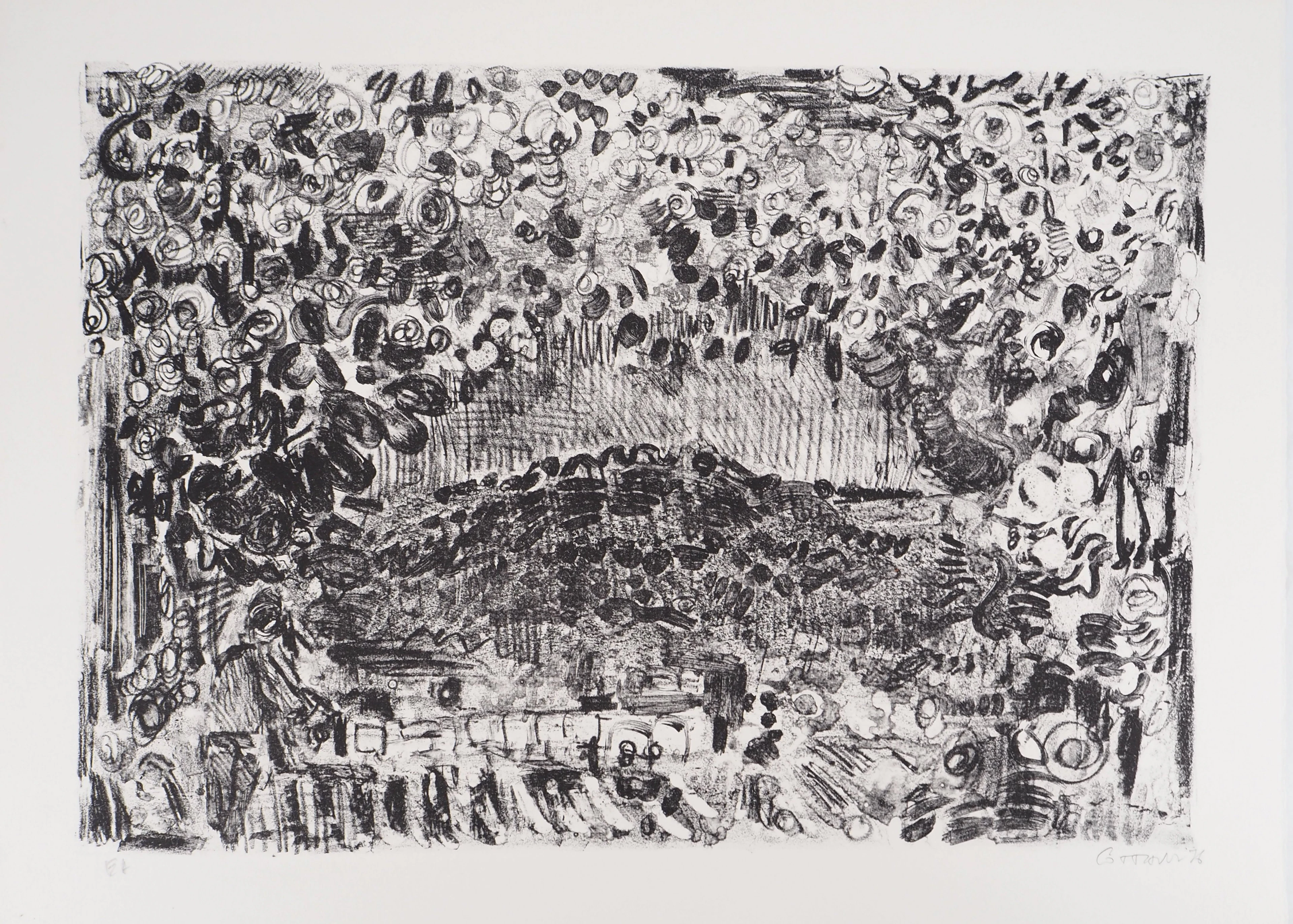 André COTTAVOZ - Fête et foule en ébullition à Vallauris, vers 1976