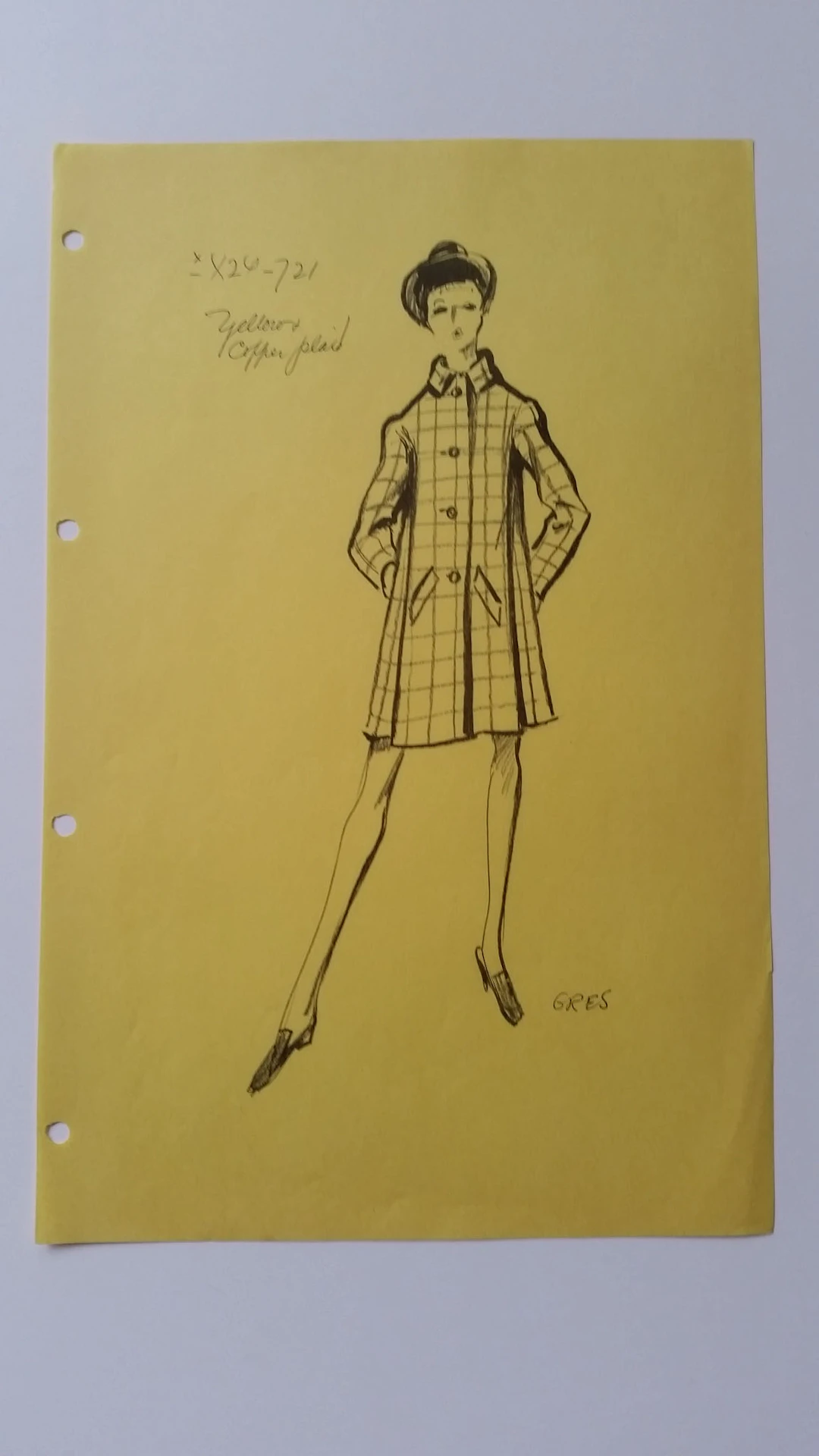 Madame Grès - Croquis veste - Yellow copper plaid