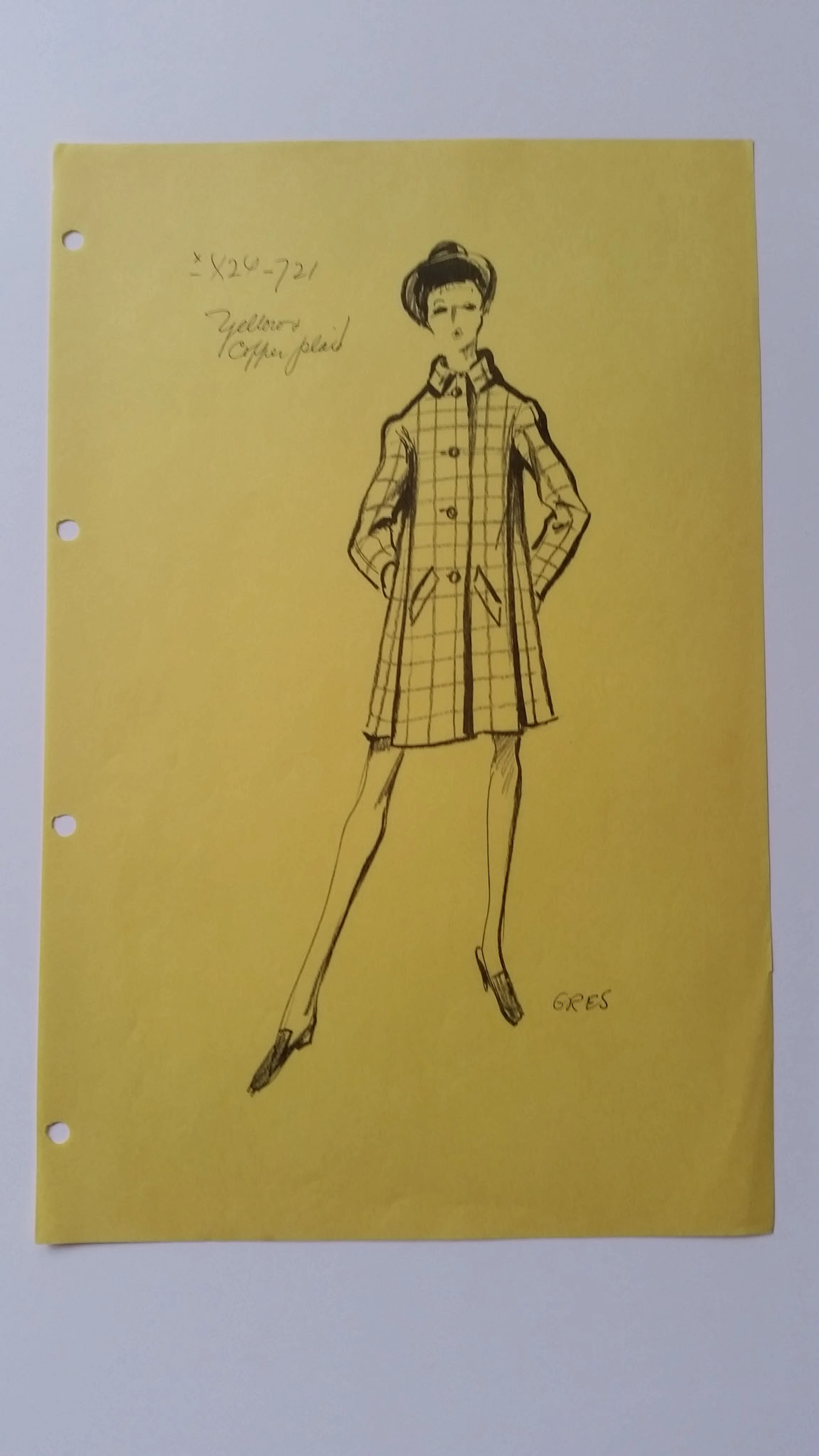 Madame Grès - Croquis veste - Yellow copper plaid