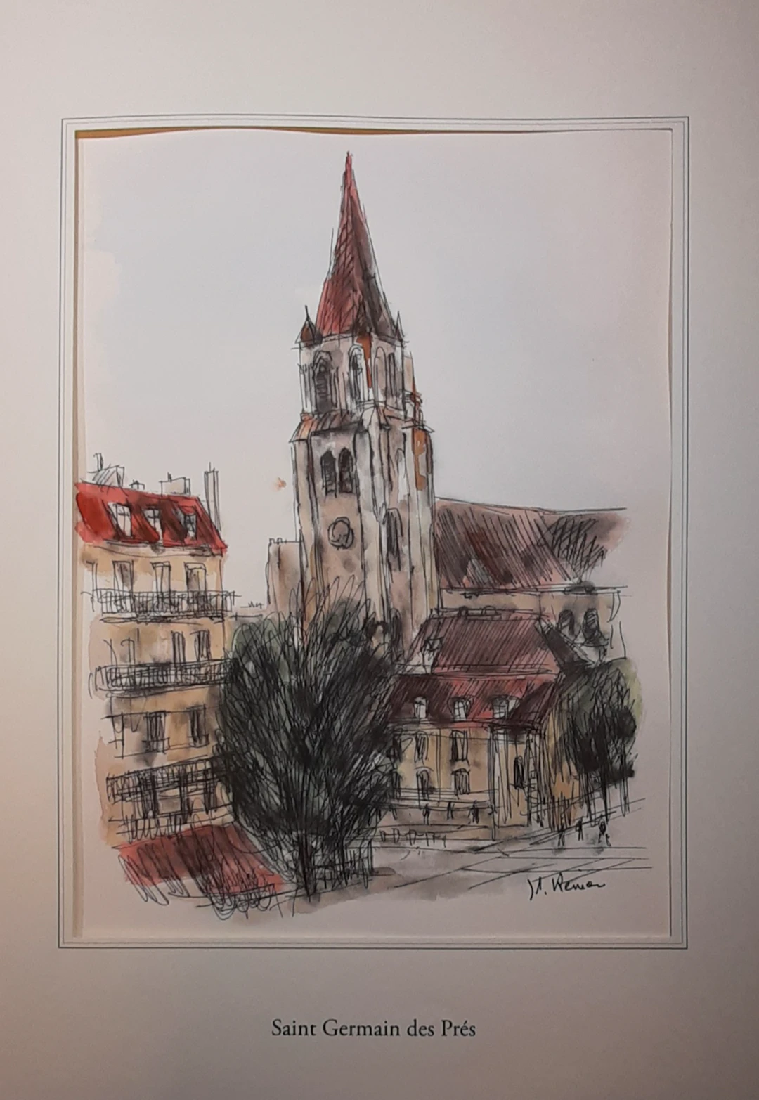 Jean Pierre REMON - Saint Germain des Prés, 2010 - Aquarelle signée