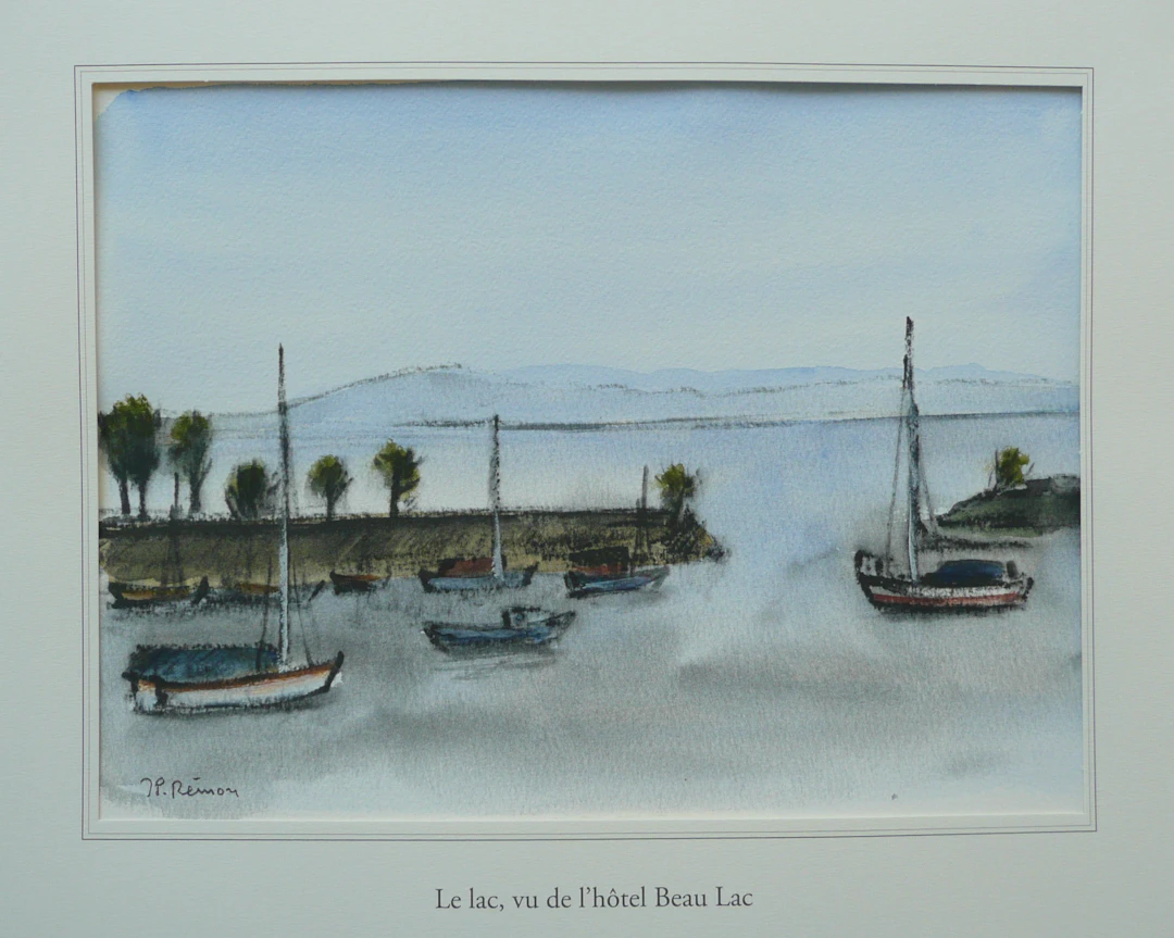 Jean Pierre REMON - Le lac vu de l’hôtel Beau Lac, 2010 - Aquarelle signée