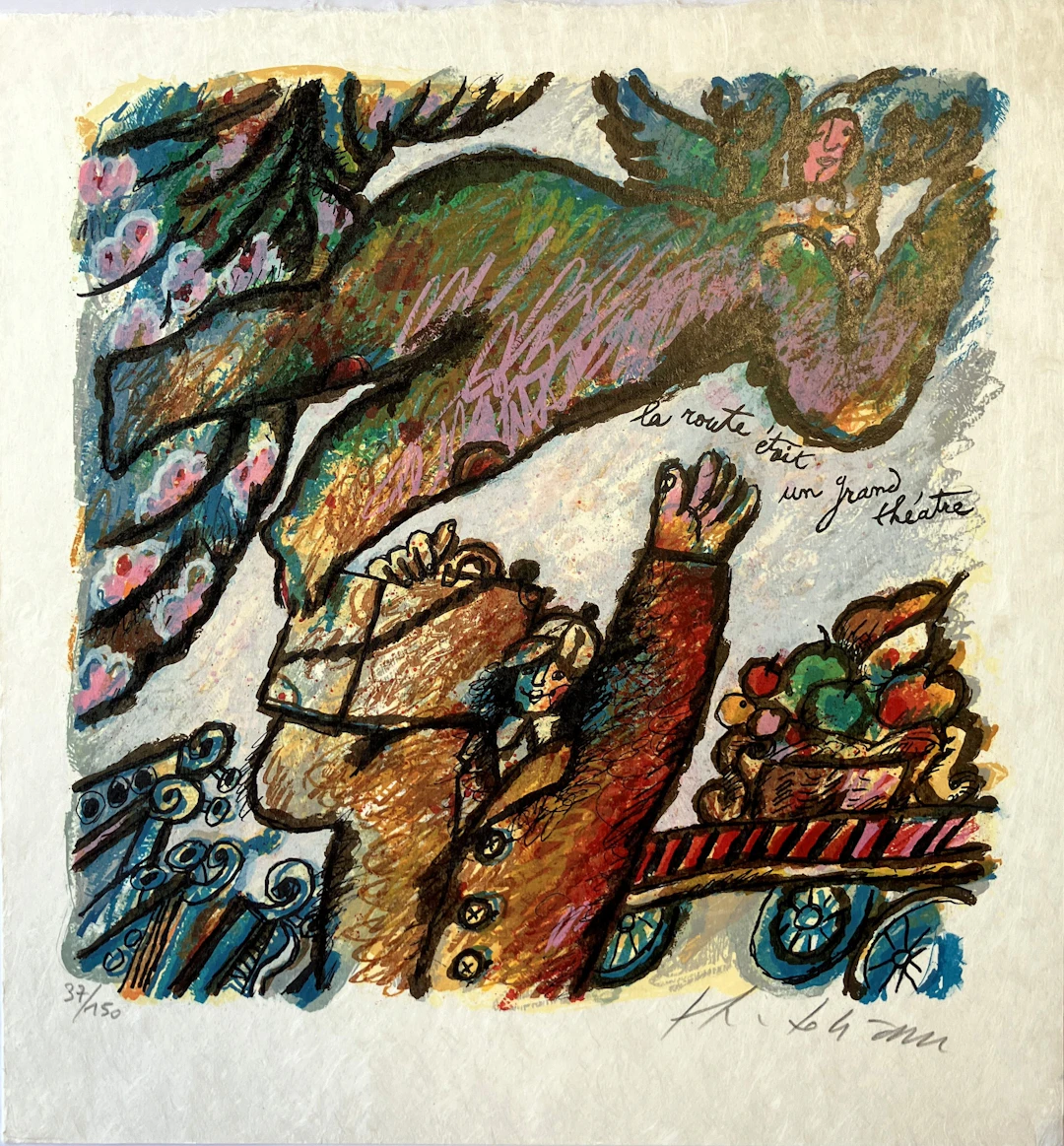Theo TOBIASSE - La route était un grand théâtre - lithographie numérotée