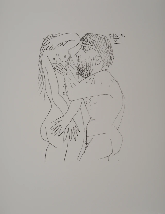 Pablo PICASSO : Le Goût du Bonheur, Les chéris, Lithographie