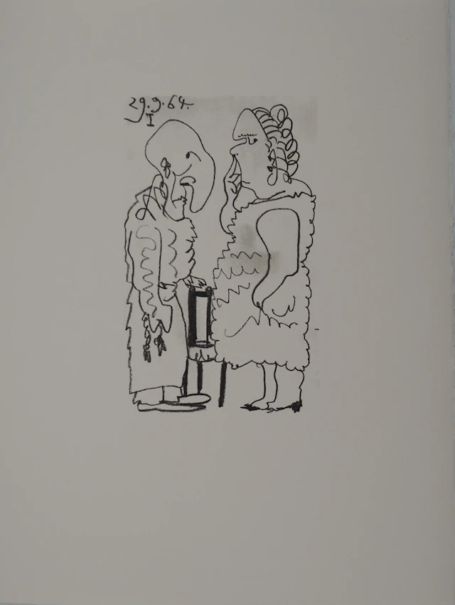Pablo PICASSO : Le Goût du Bonheur, Couple grotesque, Lithographie