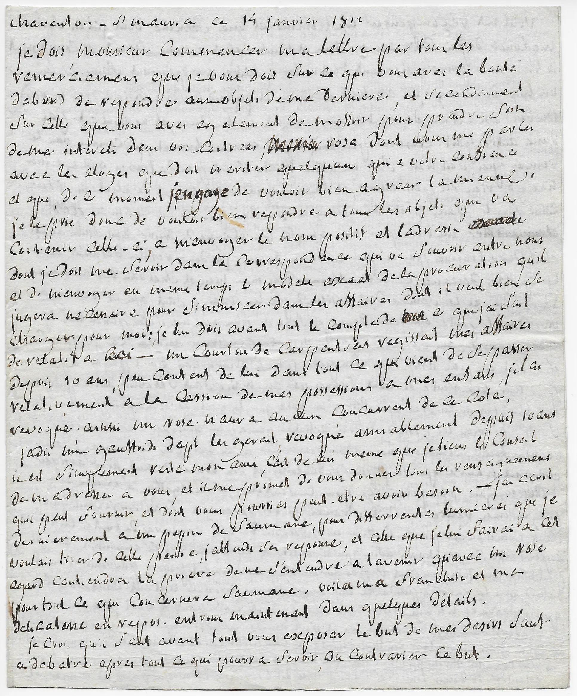 Le marquis de SADE – Lettre autographe signée