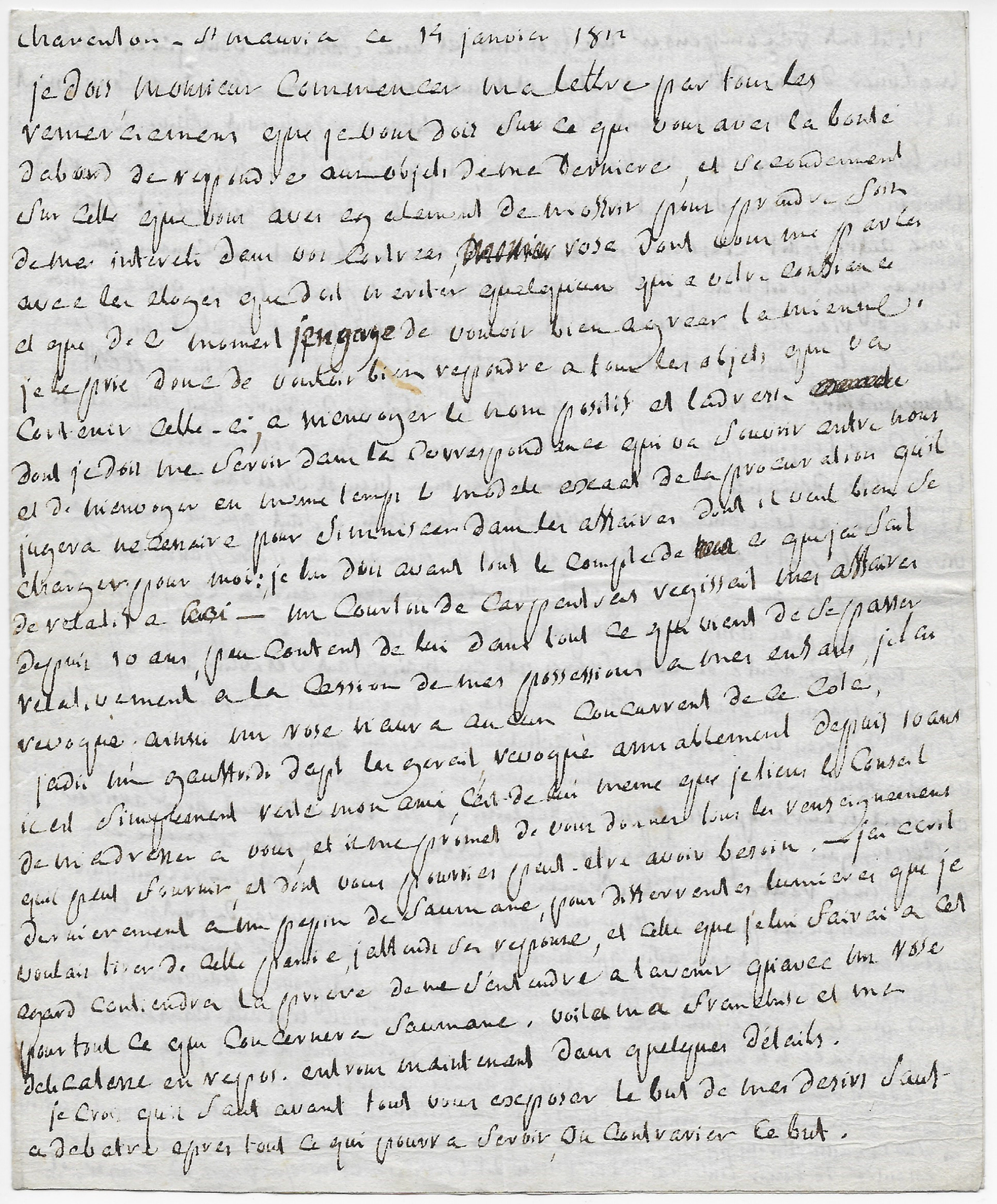 Le marquis de SADE – Lettre autographe signée