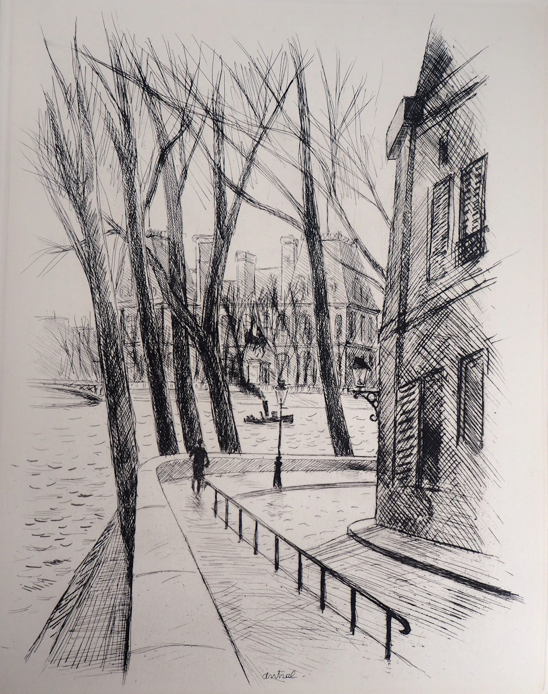 Robert Louis ANTRAL : L’hotel de ville - 1937 - Gravure Originale Signée