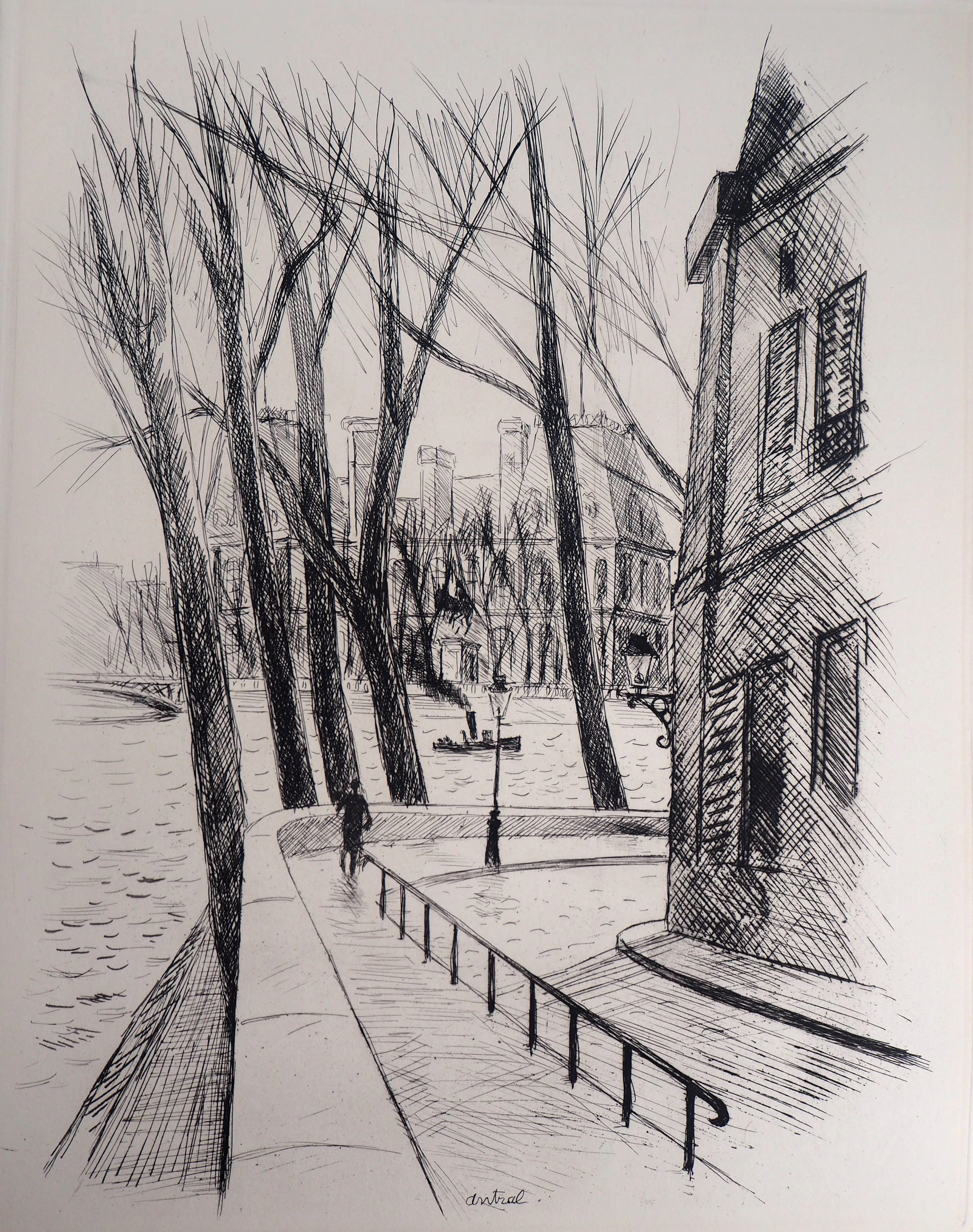 Robert Louis ANTRAL : L’hotel de ville - 1937 - Gravure Originale Signée