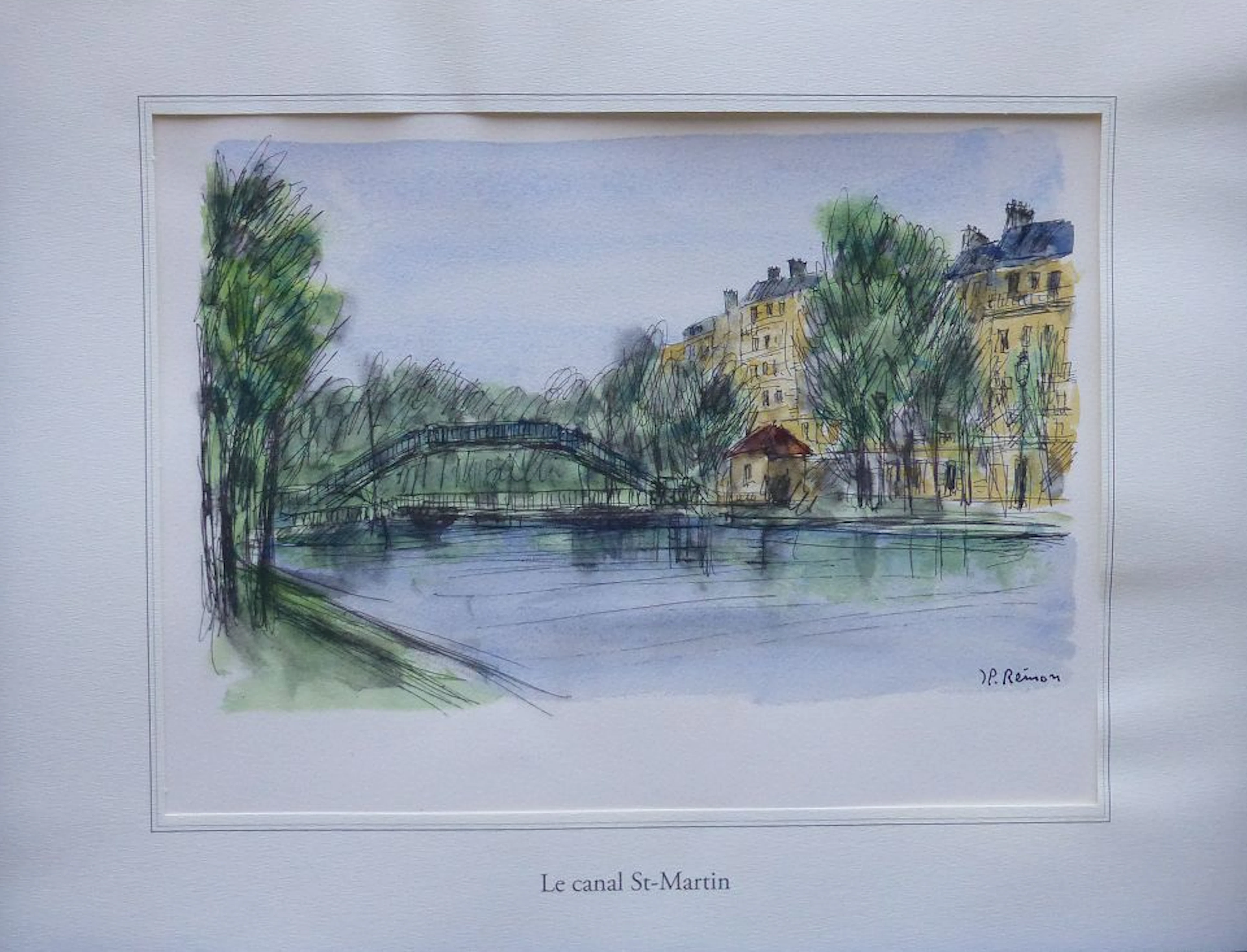 Jean Pierre REMON - Le canal Saint Martin, 2010 - Aquarelle signée
