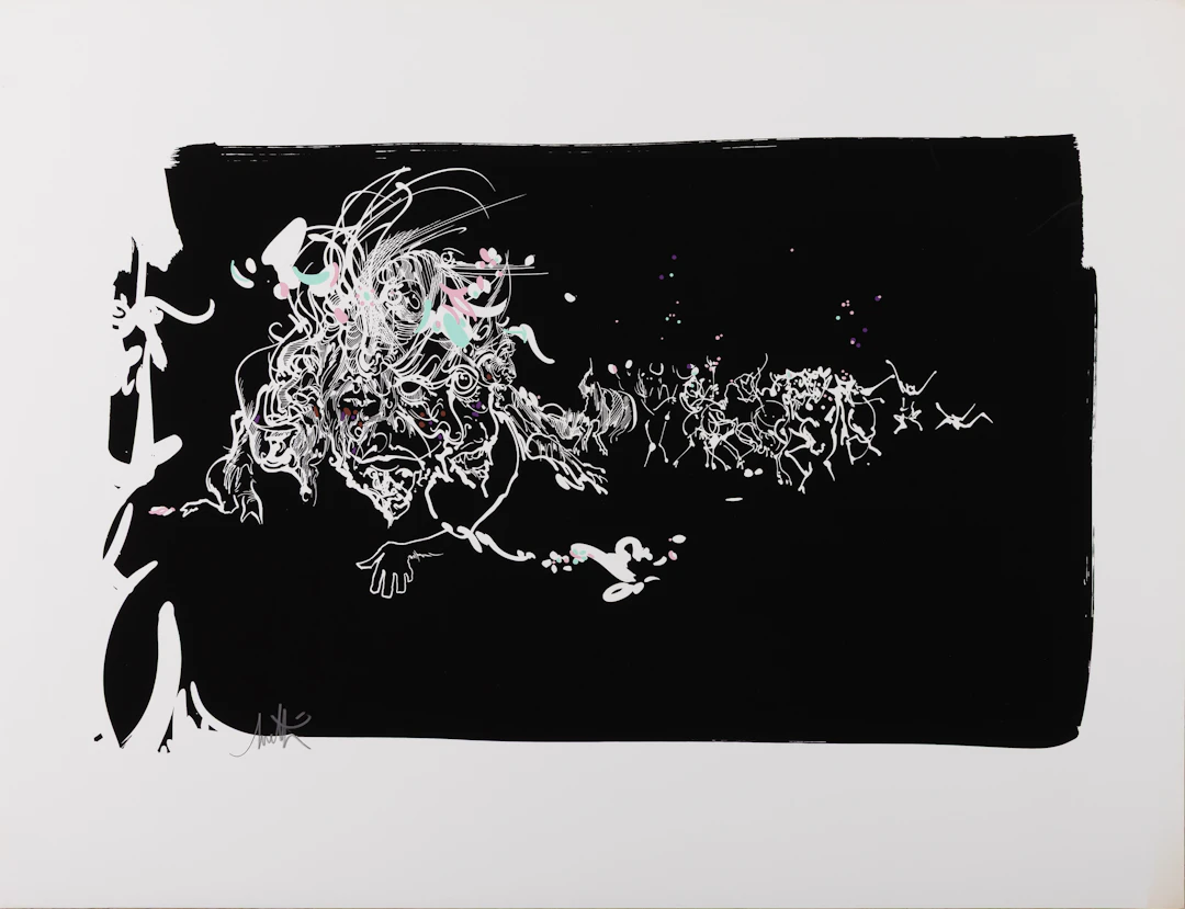 Raymond MORETTI : Les illuminations de Rimbaud en noir - Sérigraphie